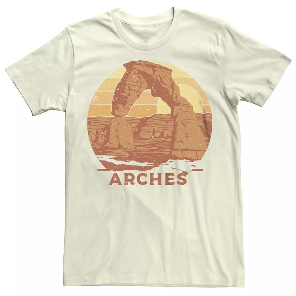 Men's Arches Rock Desert Sunset Circle Graphic Tee, Size: Large, Natural Product Image