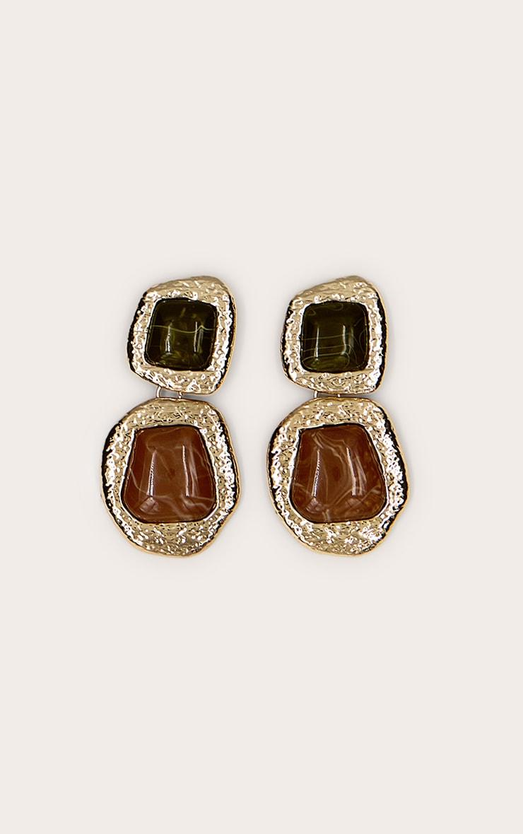 Gold Marbled Resin Statement Earrings Product Image