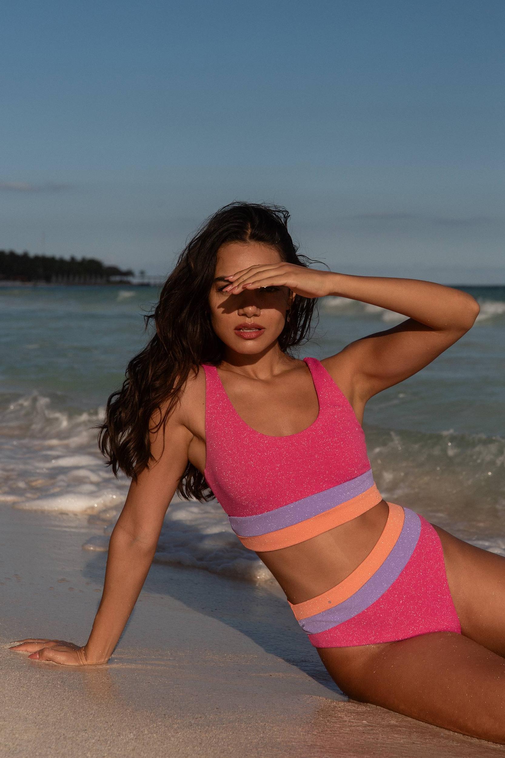 Heidi Bottom Coral Bay Colorblock Scrunch Product Image