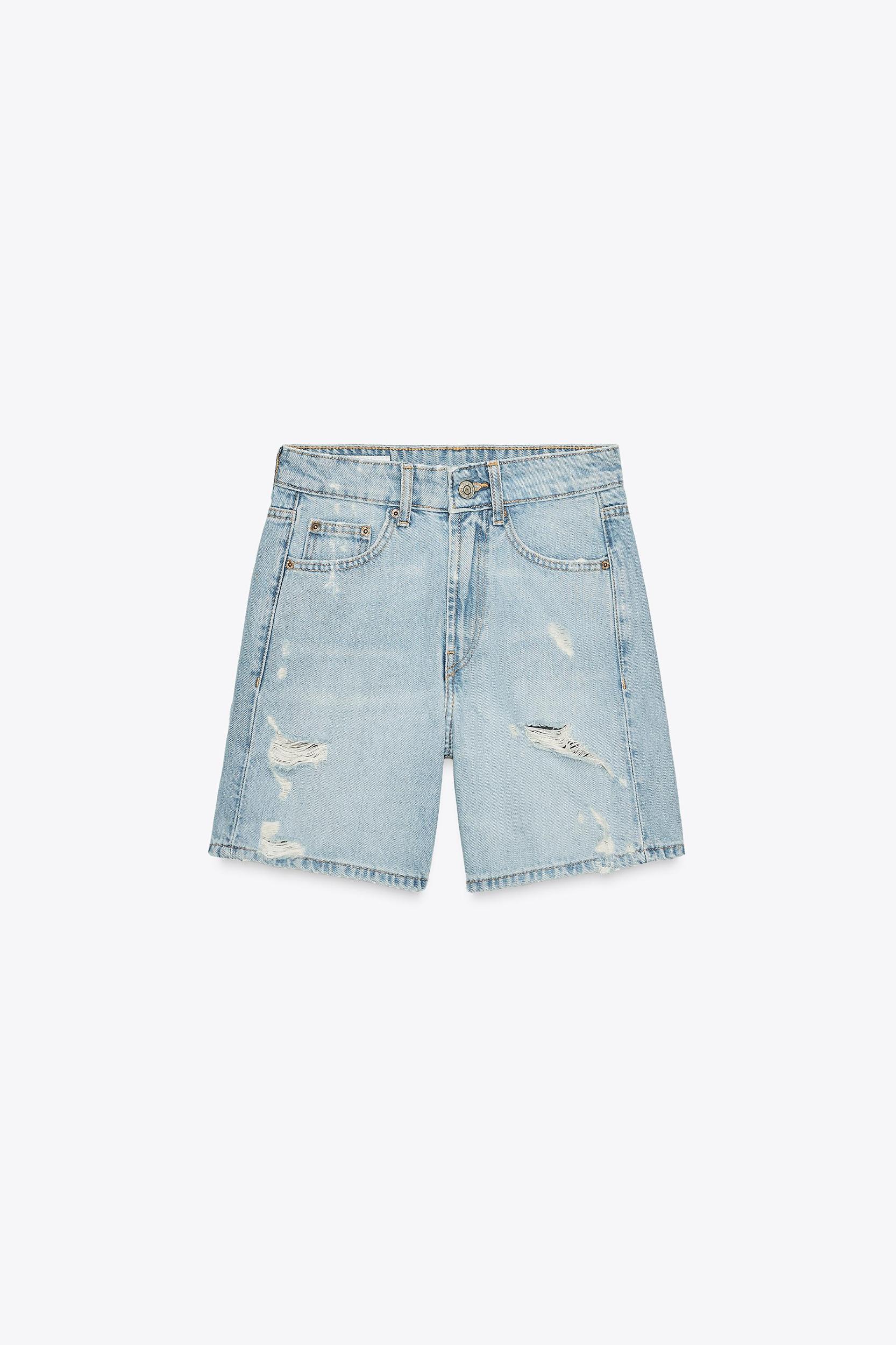 MID-RISE RIPPED TRF DENIM SHORTS Product Image