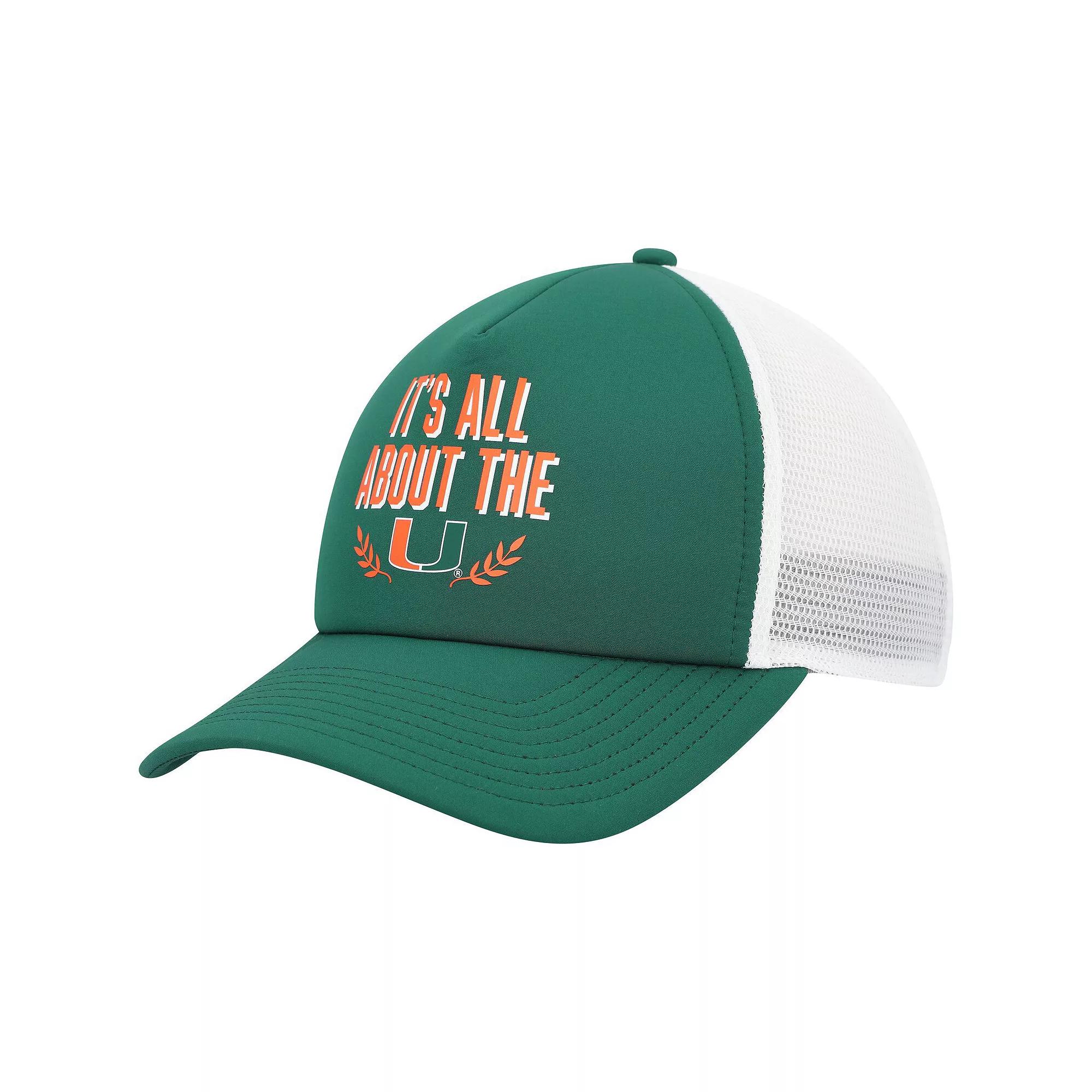 Men's adidas Green Miami Hurricanes Phrase Foam Front Trucker Adjustable Hat Product Image