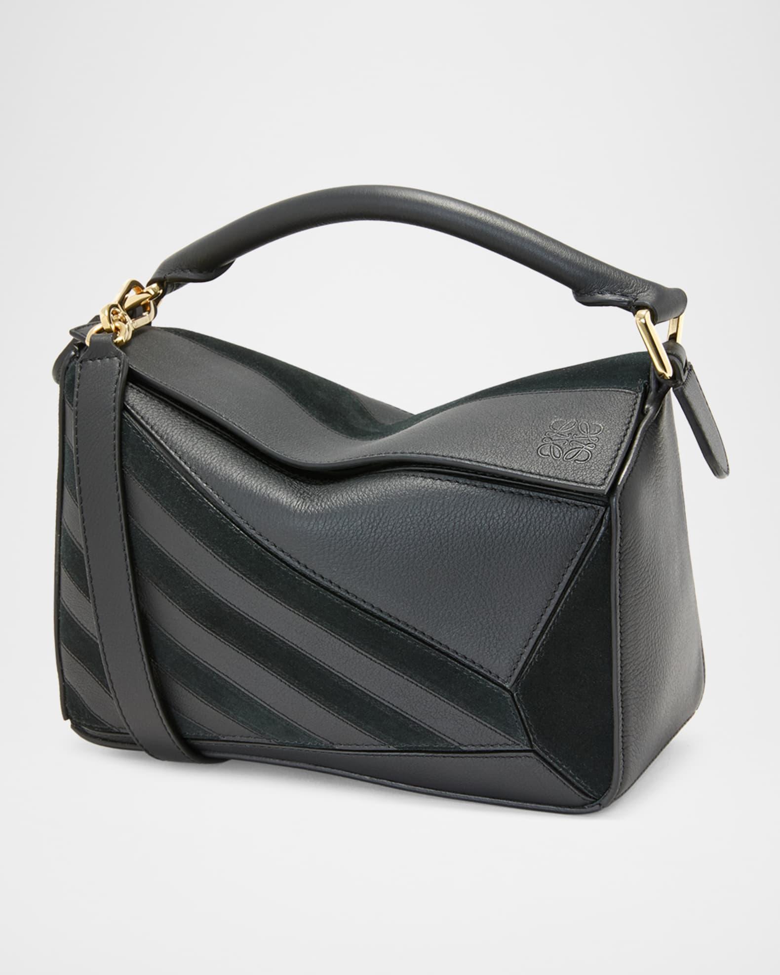 Puzzle Small Striped Top-Handle Bag in Leather & Suede Product Image