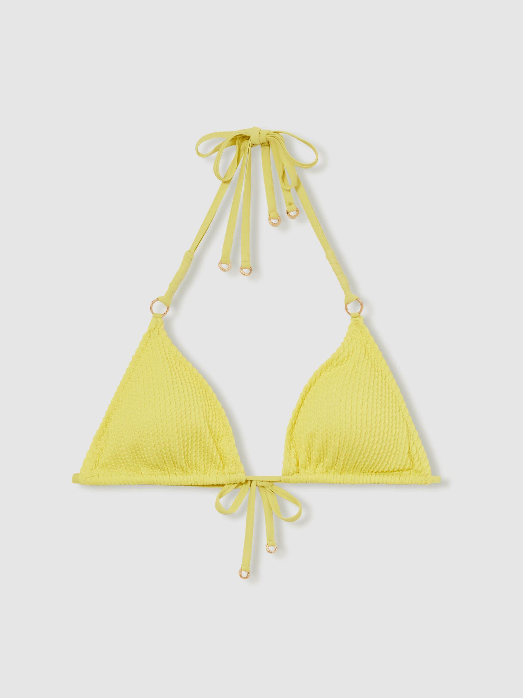 Printed Triangle Bikini Top in Lemon Yellow Product Image