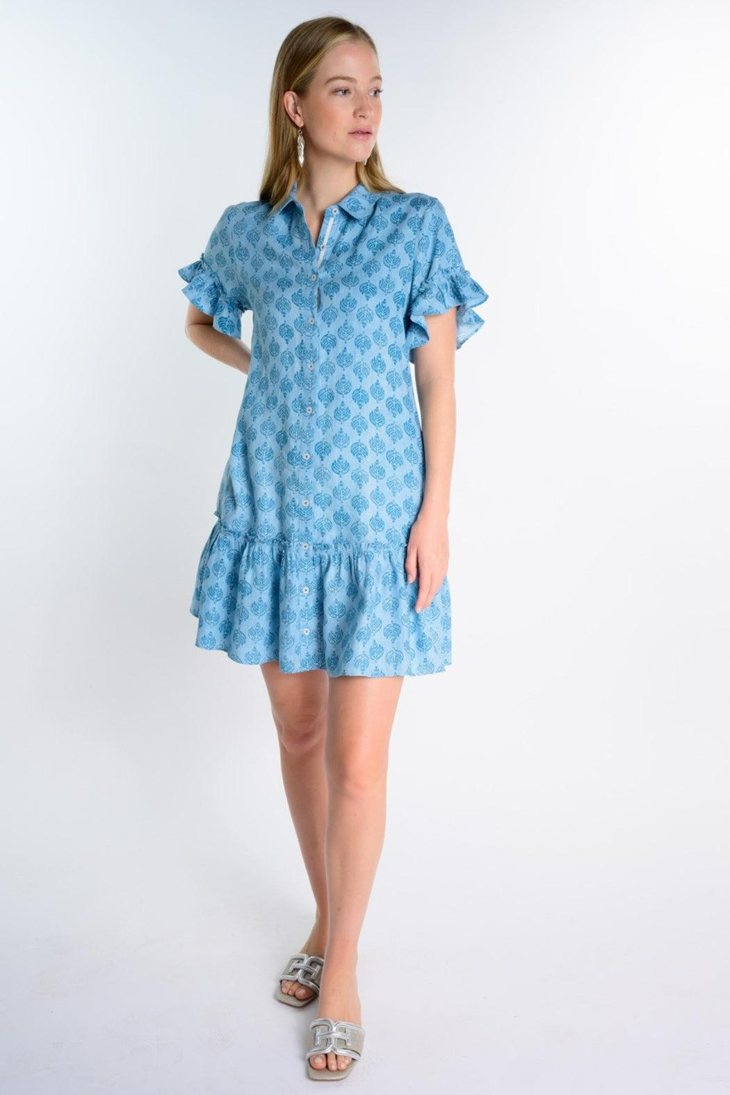 Flounced Hem Shirt Dress Product Image