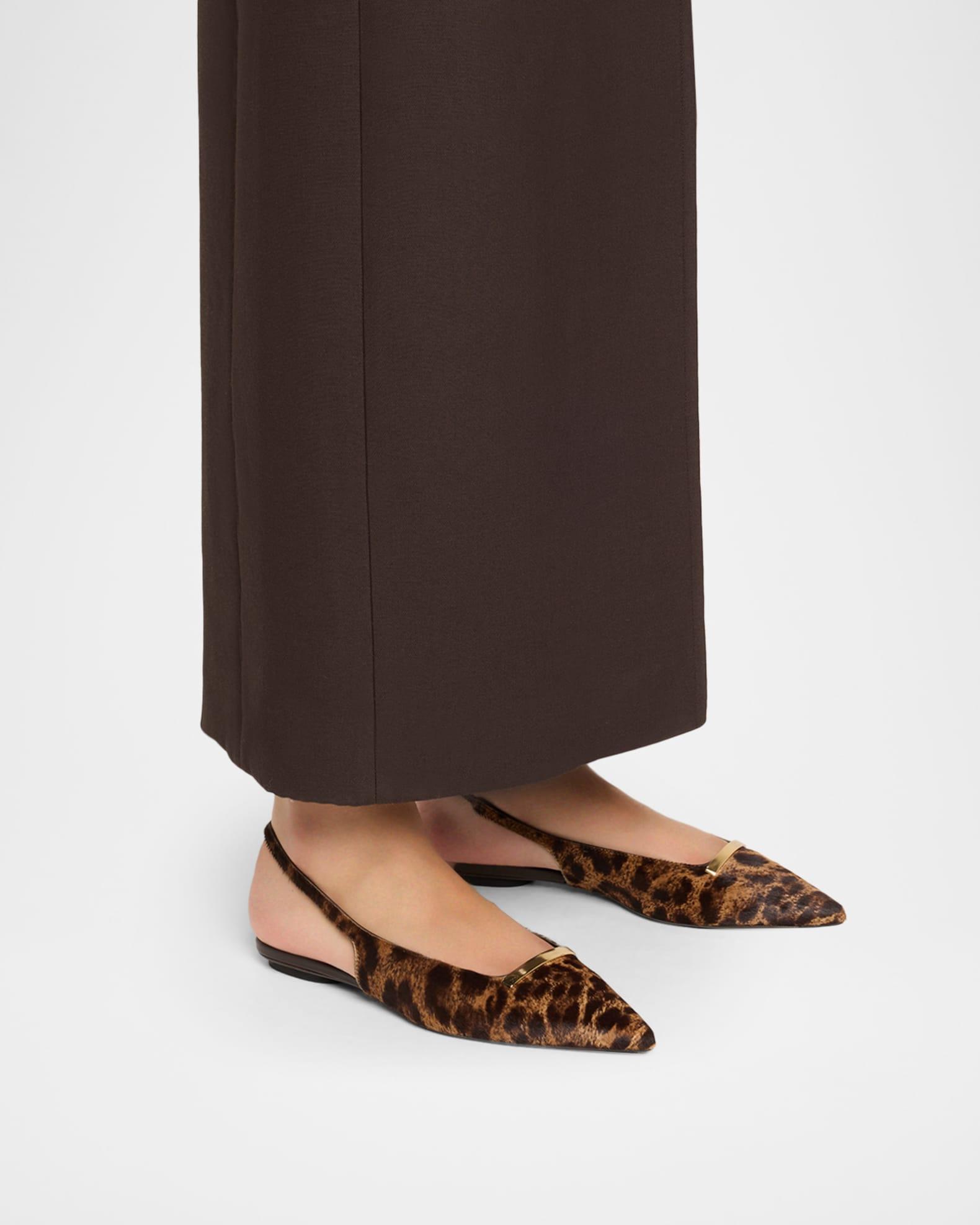 Leopard-Printed Calf Hair Slingback Flats Product Image