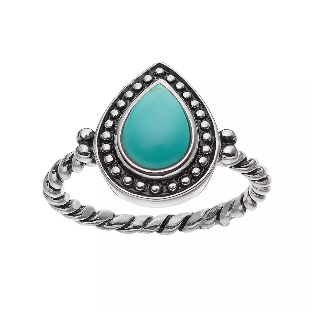 Sterling Silver Simulated Turquoise Cabochon Ring, Women's, Size: 9, Blue Product Image