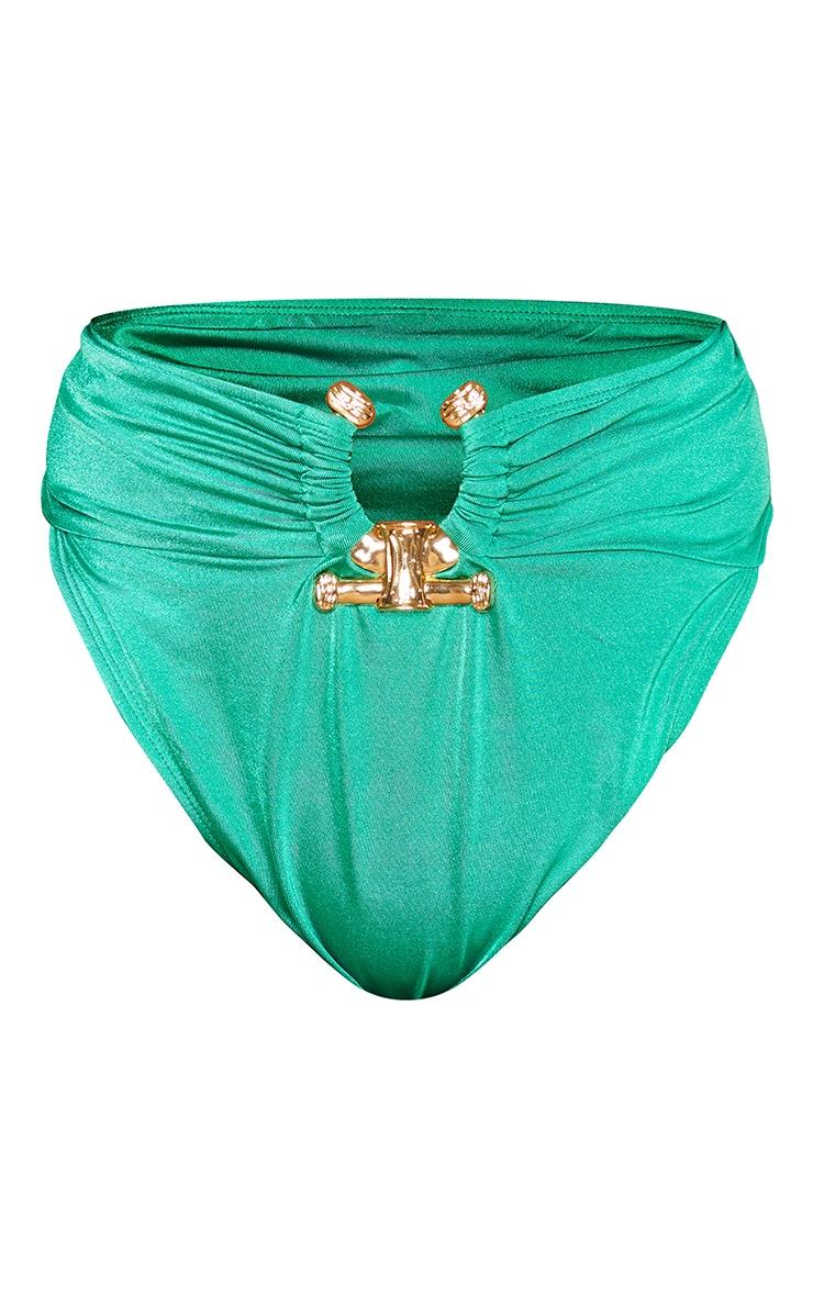 Plus Green Hammered Trim Bikini Bottoms Product Image