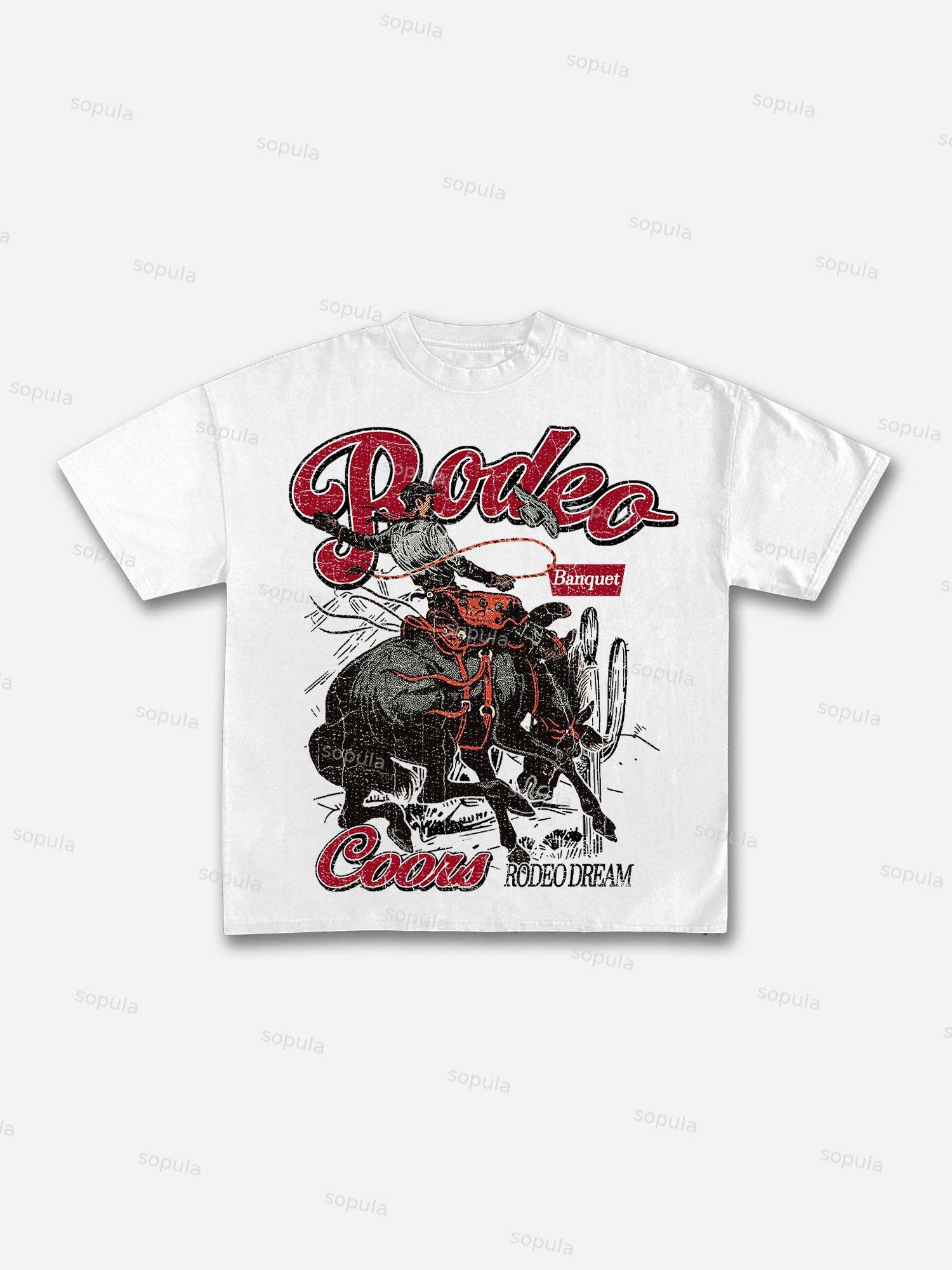 Coors Banquet Rodeo Print Cotton T-shirt Product Image