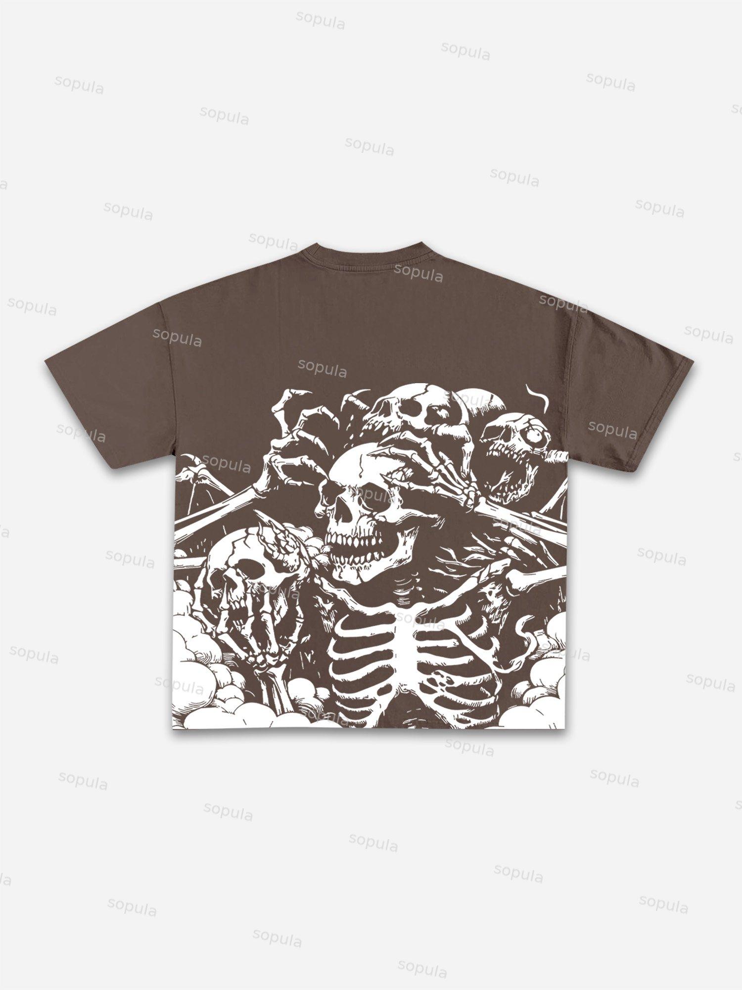 Freedom Skull Graphic Print Cotton T-shirt Product Image