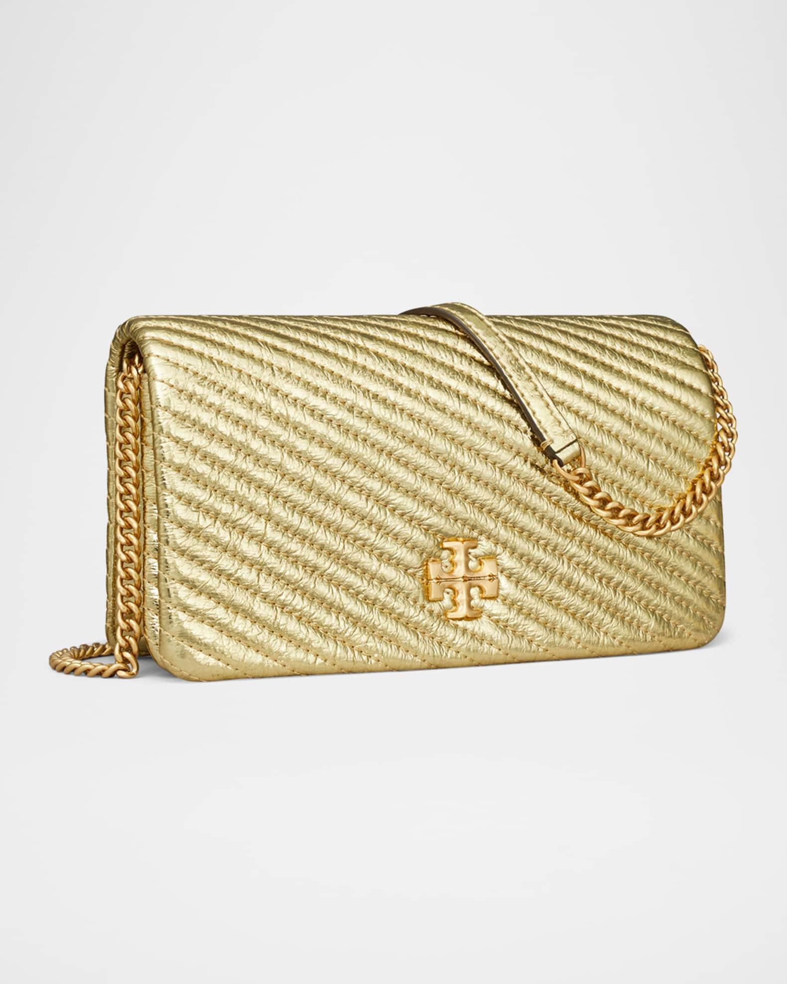 Kira Moto Metallic Quilted Leather Wallet on Chain  Product Image