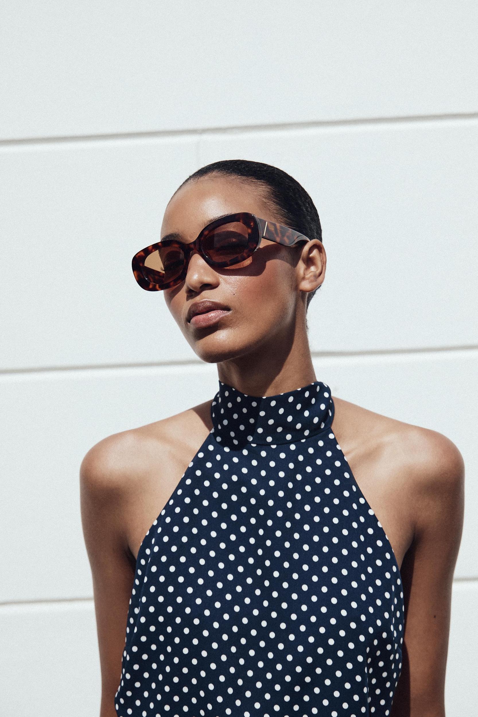 POLKA DOT MIDI HALTER DRESS WITH BELT Product Image