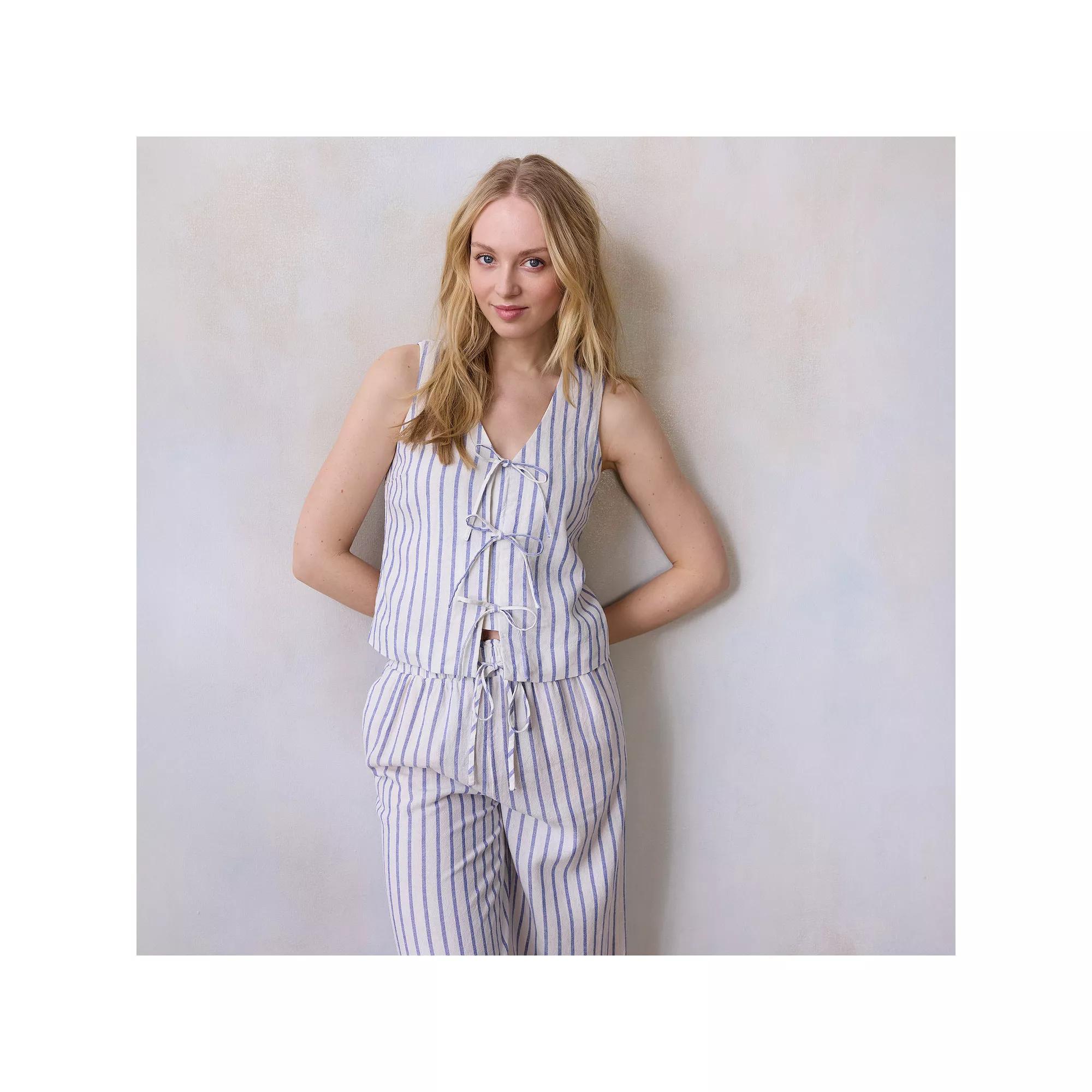 Women's LC Lauren Conrad Tie Front Vest, Size: XS, Blue Jodi Stripe Product Image