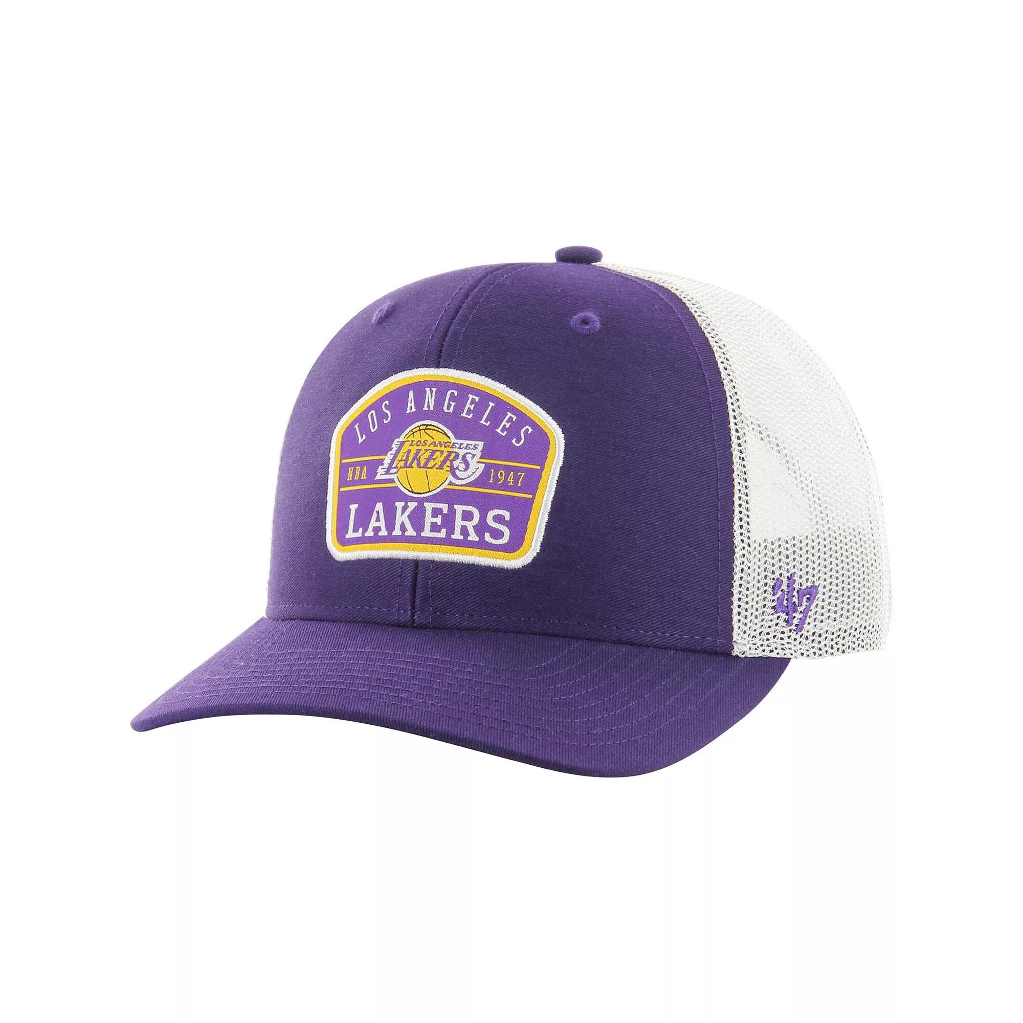 Men's '47 Purple Los Angeles Lakers Semi Patch Trucker Adjustable Hat Product Image