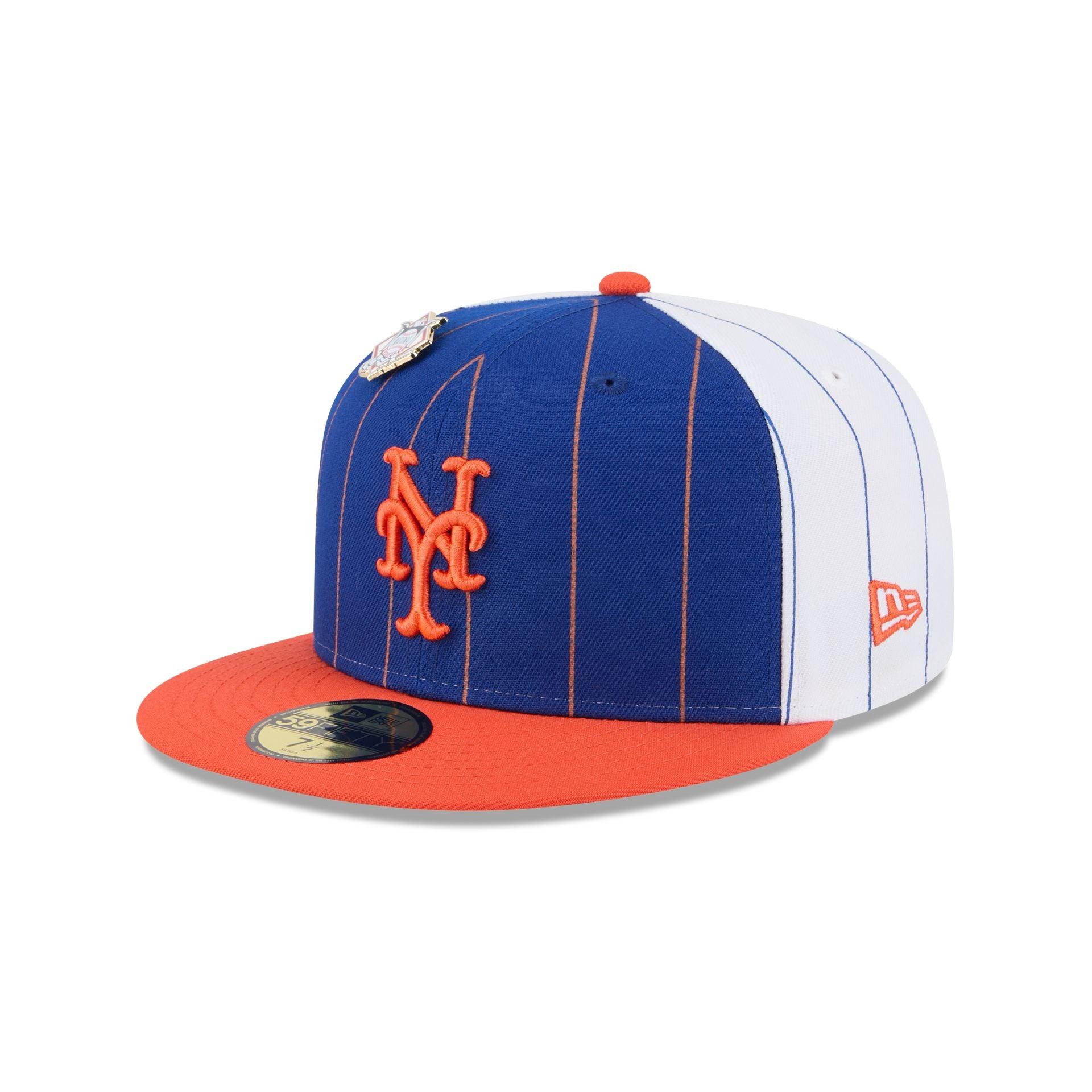 New York Mets Pinstripe League Pin 59FIFTY Fitted Hat Male Product Image