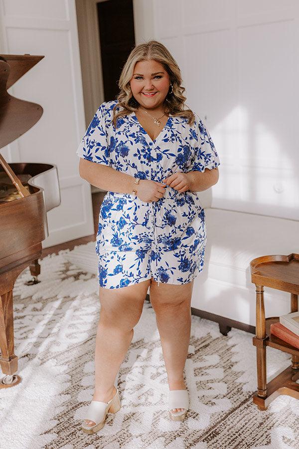 Life In Full Bloom Floral Romper in Royal Blue Curves Product Image