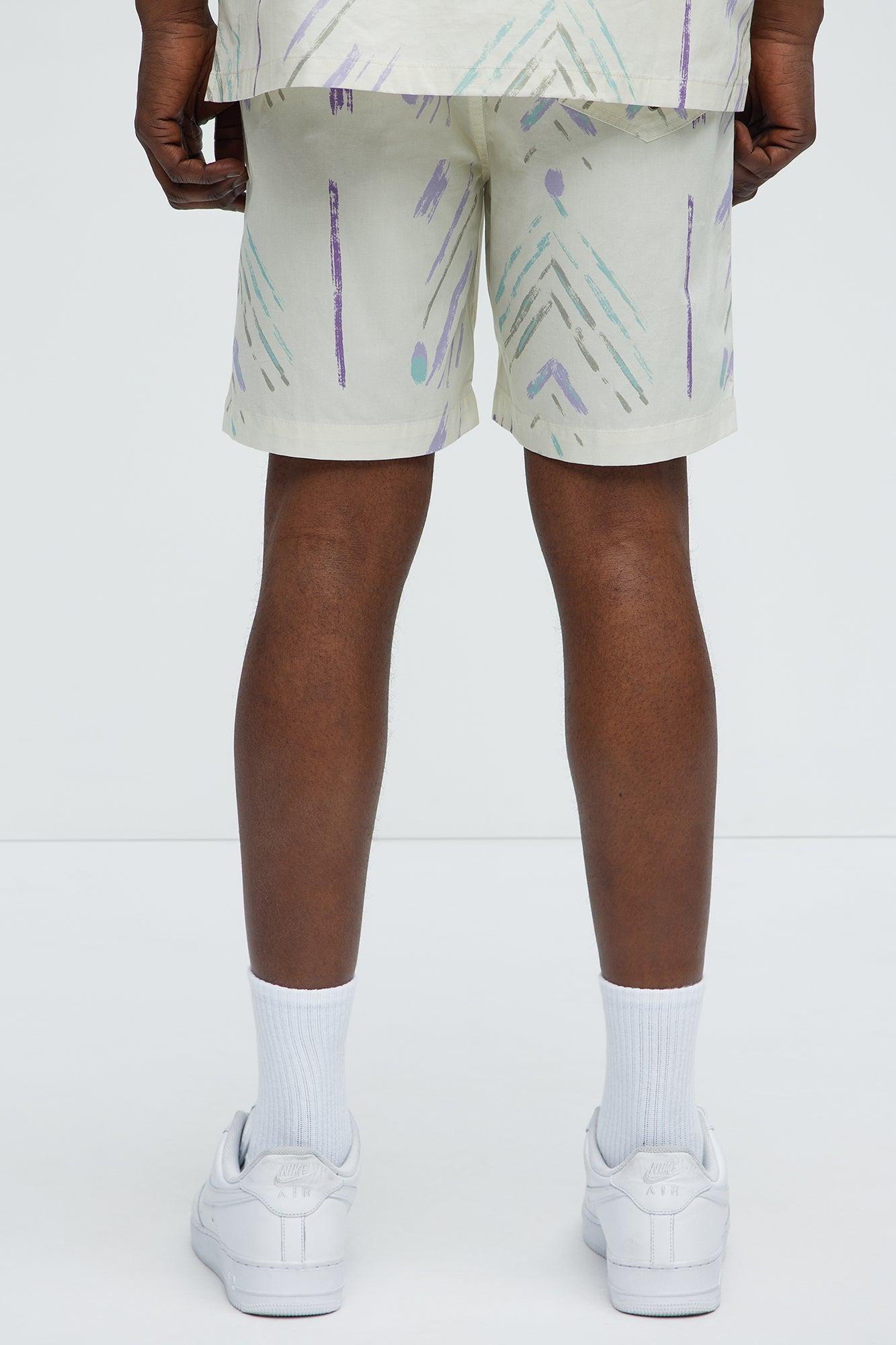 Strokes Poplin Relaxed Shorts - Cream Product Image
