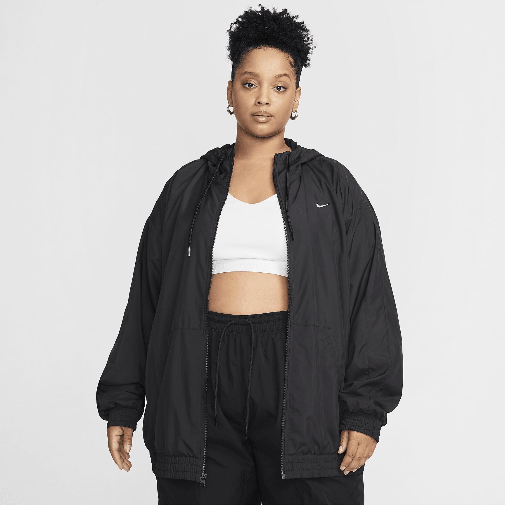 Womens Nike Sportswear Classic Wovens Loose UV Hooded Jacket (Plus Size) | FV6300-010 Product Image
