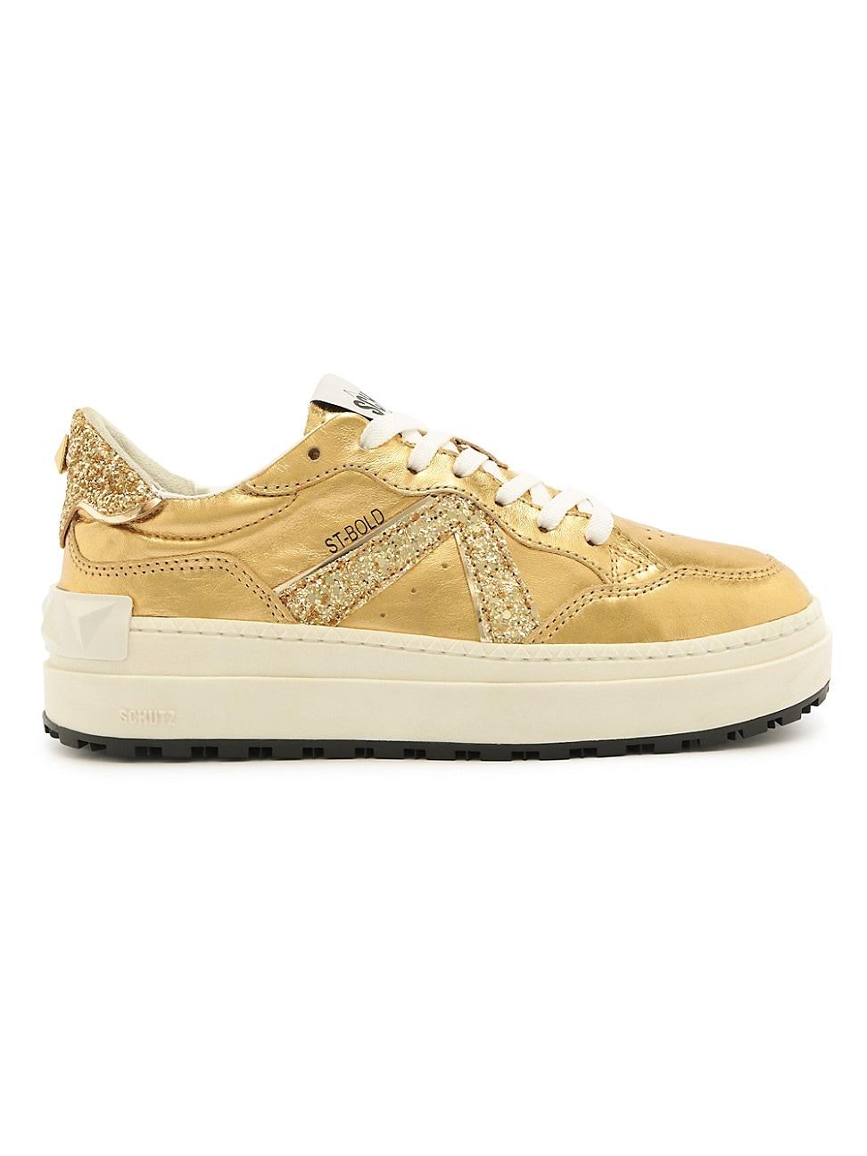 Womens St Bold Metallic Leather Sneakers Product Image