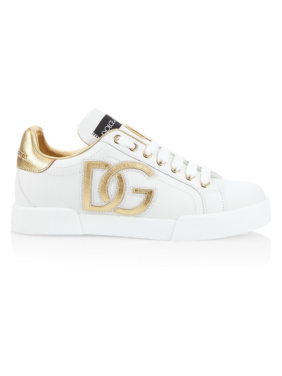 Womens Portofino Logo Metallic Leather Low-Top Sneakers Product Image
