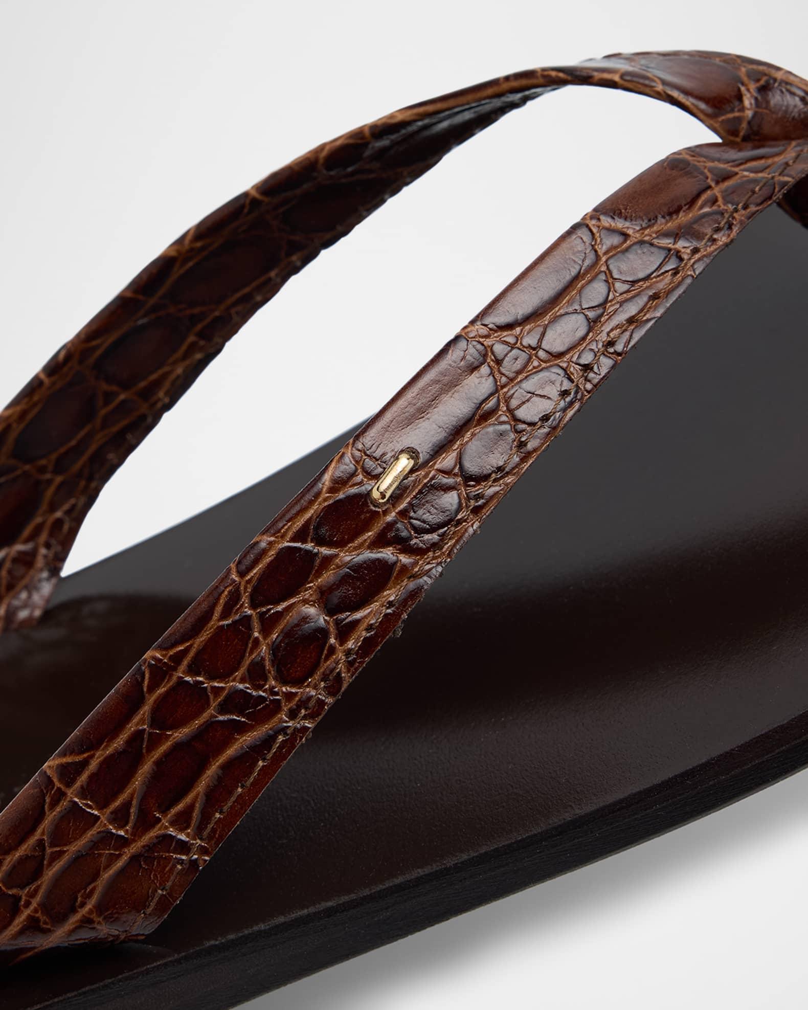 Men's Hally 10 Croc-Effect Leather Flip Flops Product Image