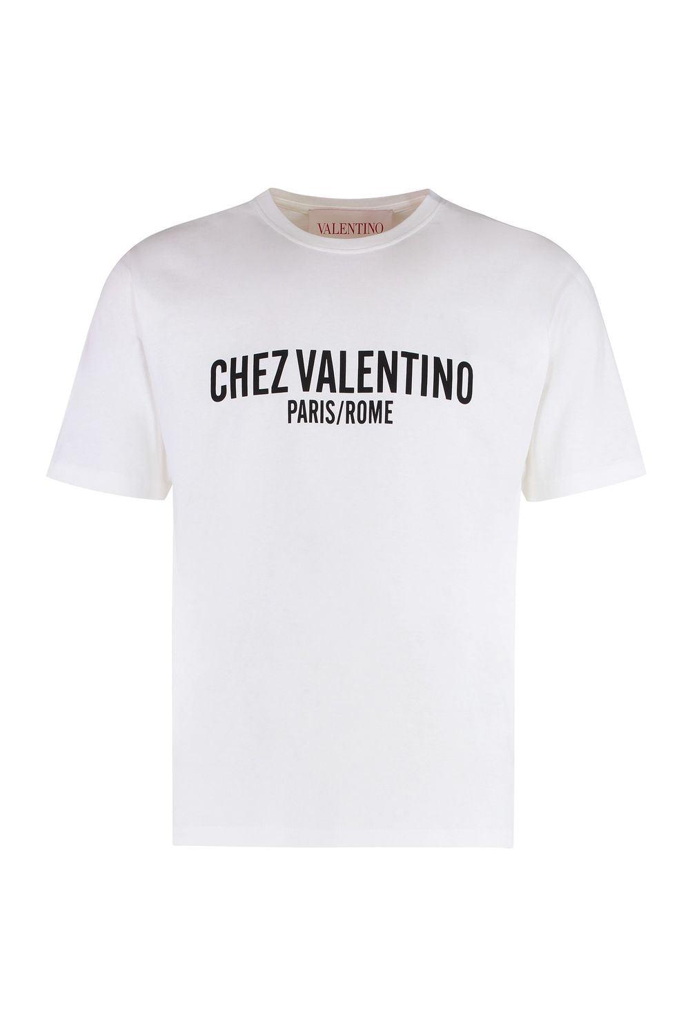 VALENTINO Cotton Crew Neck T-shirt With Graphic Print In White Product Image