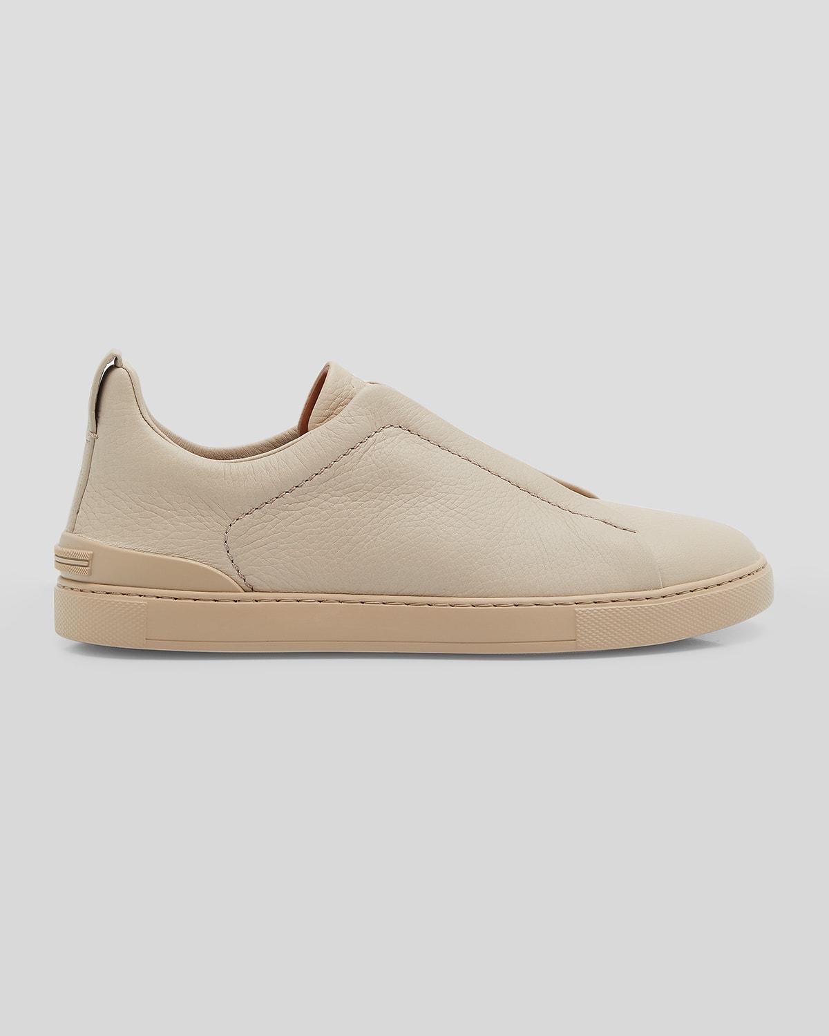 Zegna Mens Deerskin Triple Stitch Low Top Sneakers Product Image