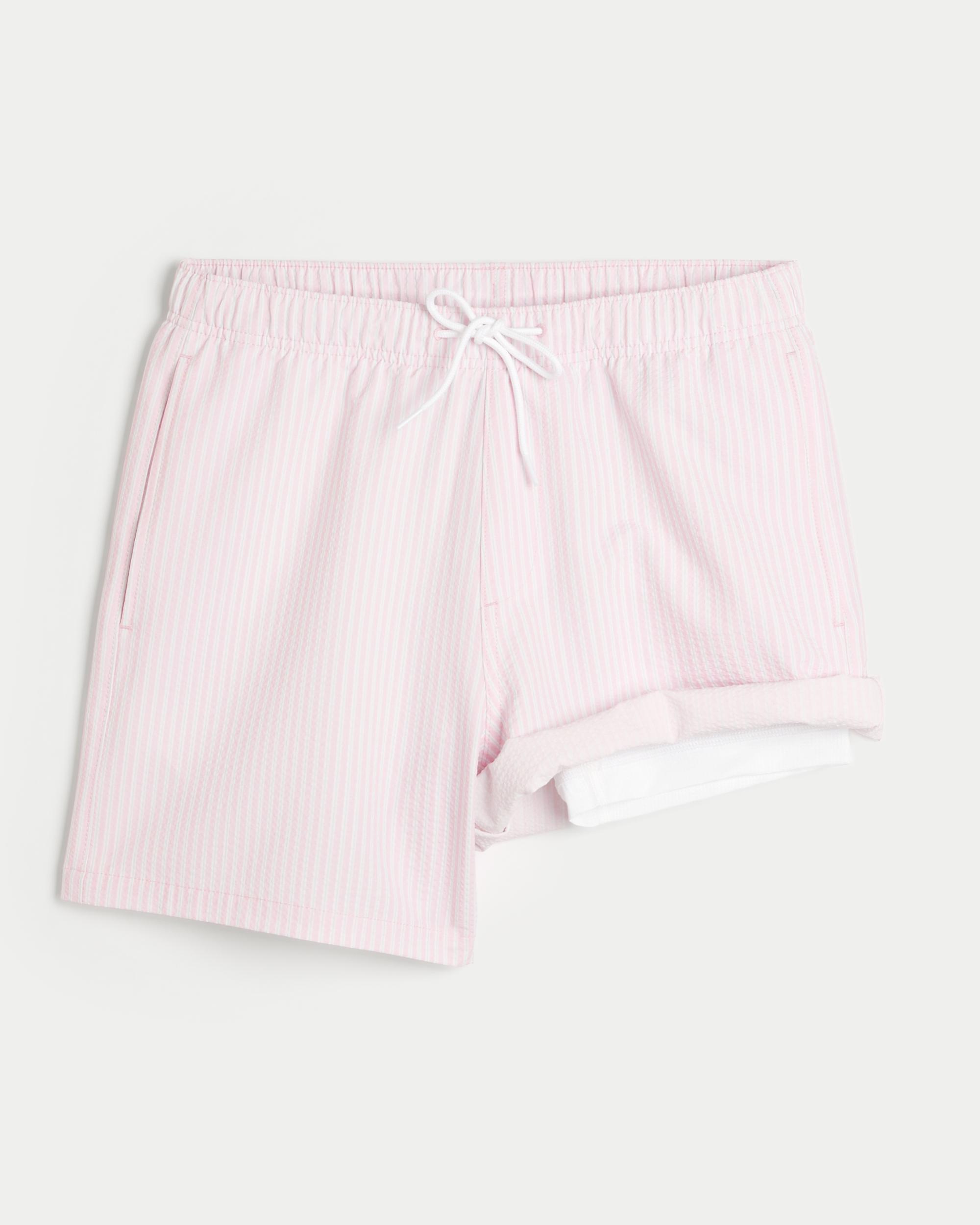 Mid-Thigh Seersucker Volley Swim Trunks Product Image