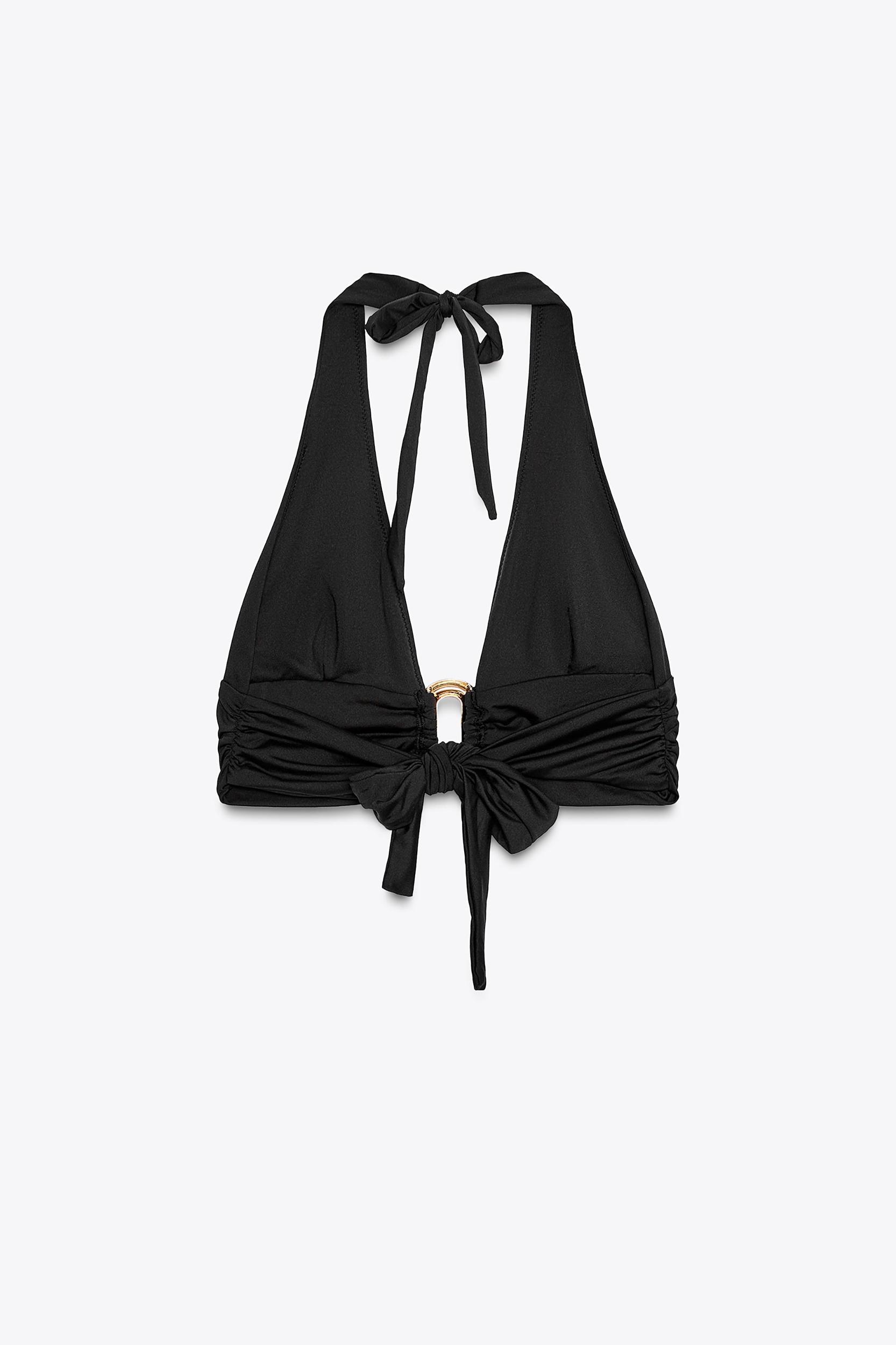 HALTER BIKINI TOP WITH METAL DETAIL Product Image