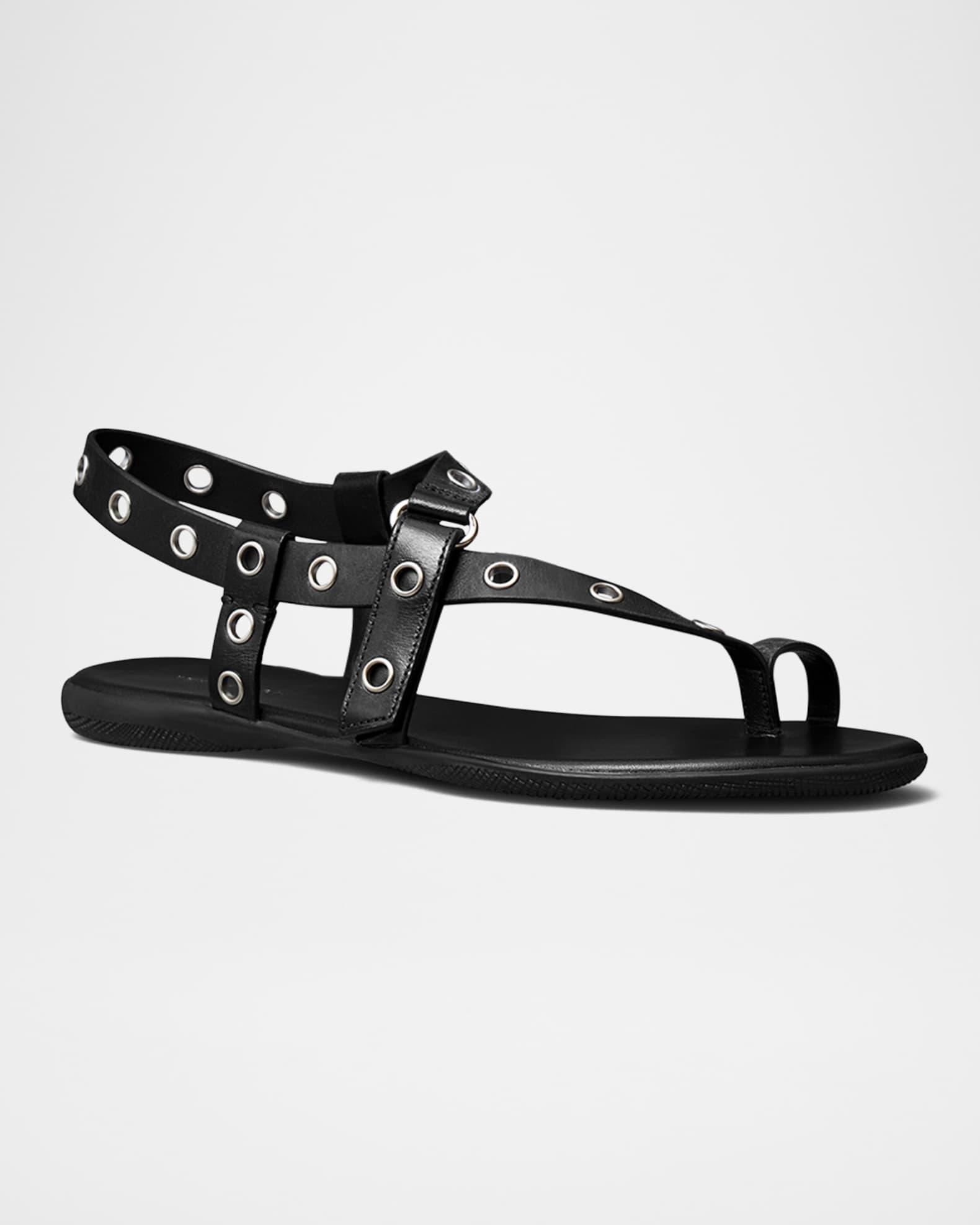 Leather Grommet Toe Ring Sandals Product Image