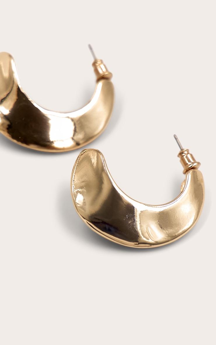 Gold Angled Crescent Scooped Hoop Earrings Product Image