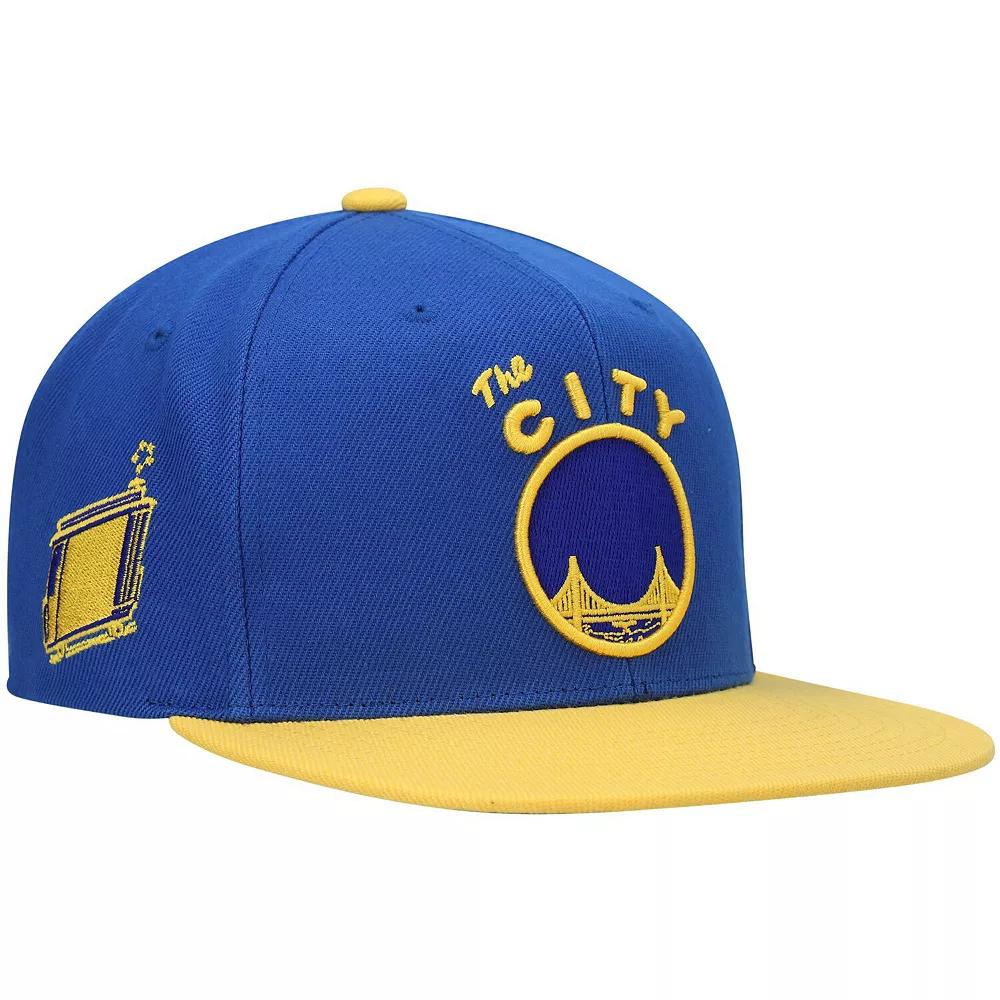 Men's Mitchell & Ness Royal/Gold Golden State Warriors Hardwood Classics Snapback Hat, Blue Product Image