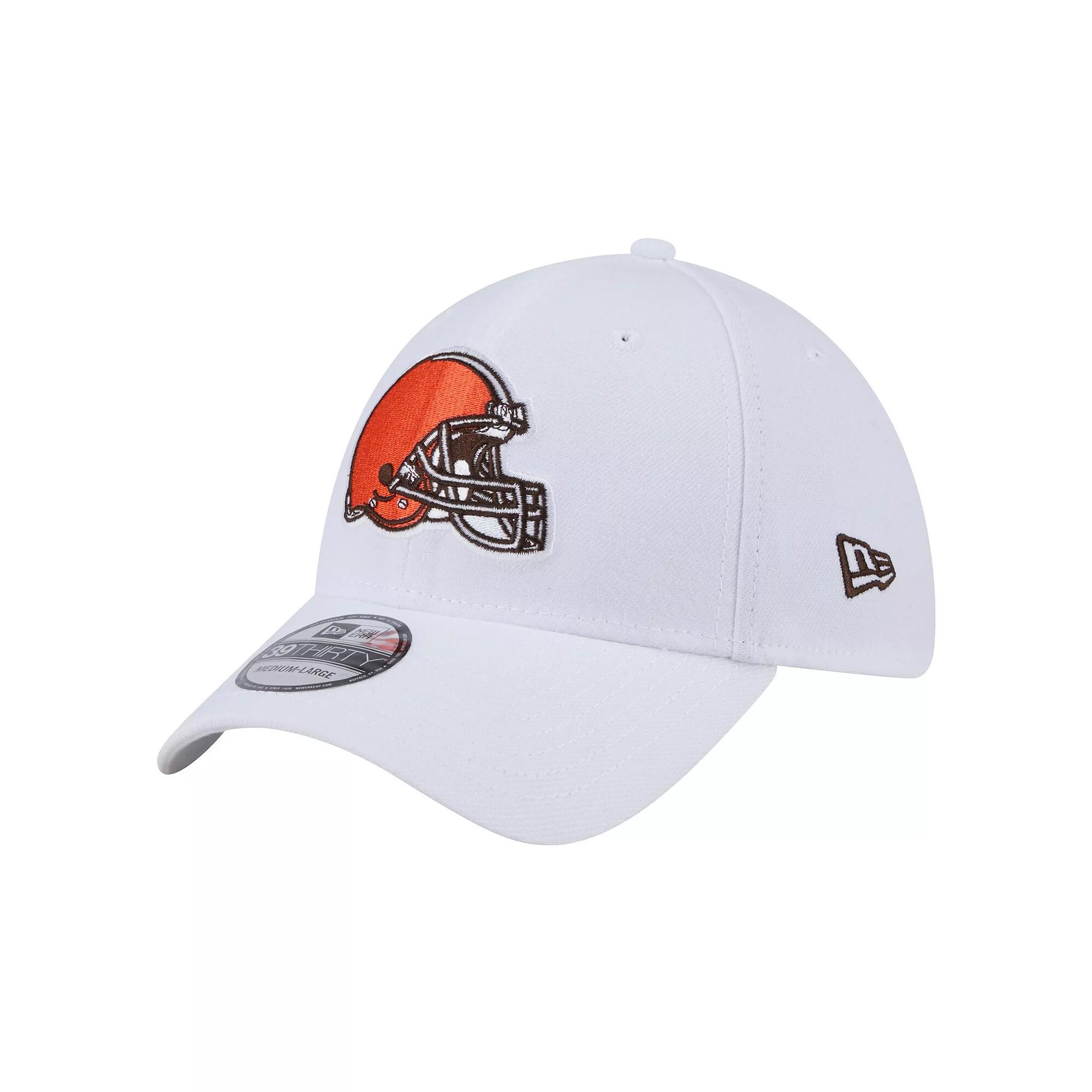 Men's New Era White Cleveland Browns Main 39THIRTY Flex Hat,  Product Image