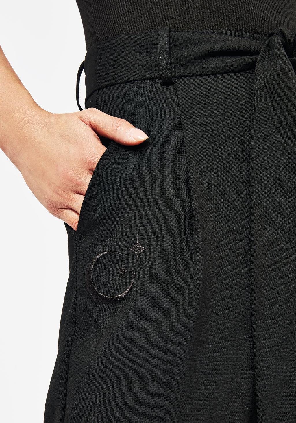Hester Embroidered Tapered Trousers - Black Product Image
