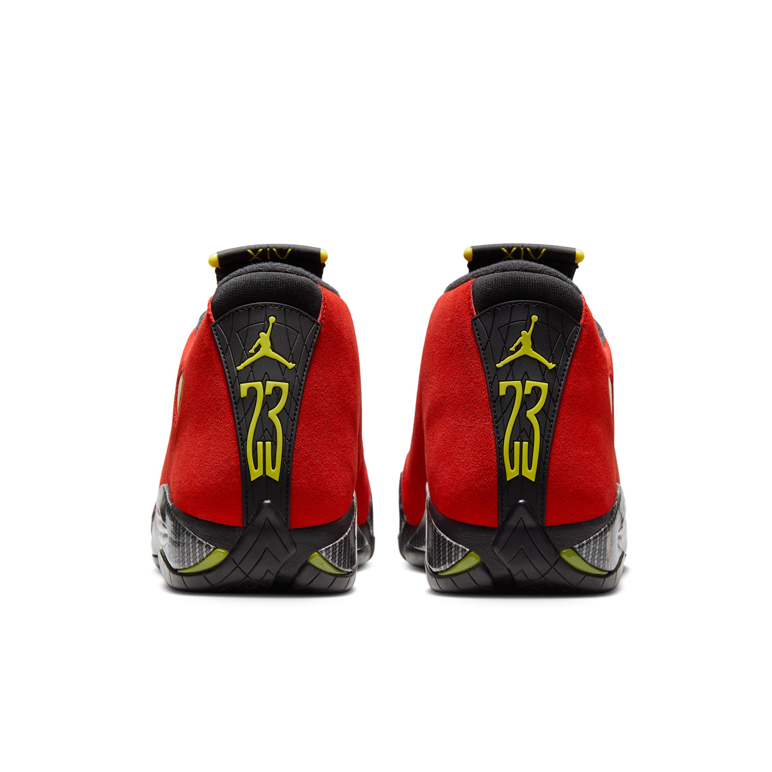 Jordan Mens Air Retro 14 Basketball Shoes in Challenge Red/Vibrant Yellow/Anthracite Product Image