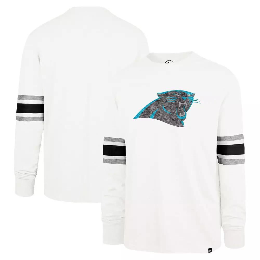 Men's '47 White Carolina Panthers Gridiron Premier Brex Long Sleeve T-Shirt,  Product Image