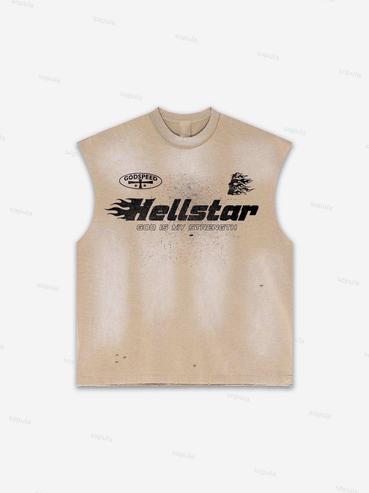 Flame Jesus Silhouette Network Vintage Graphic Men's Washed Tank Top Sleeveless Shirts Product Image