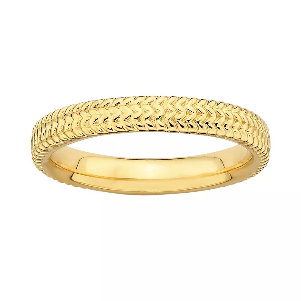 Stacks & Stones 18k Gold Over Silver Textured Stack Ring, Women's, Size: 9 Product Image