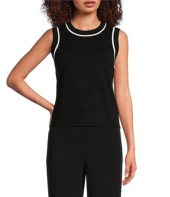 KARL LAGERFELD PARIS Crew Neck Sleeveless Sweater Tank Product Image