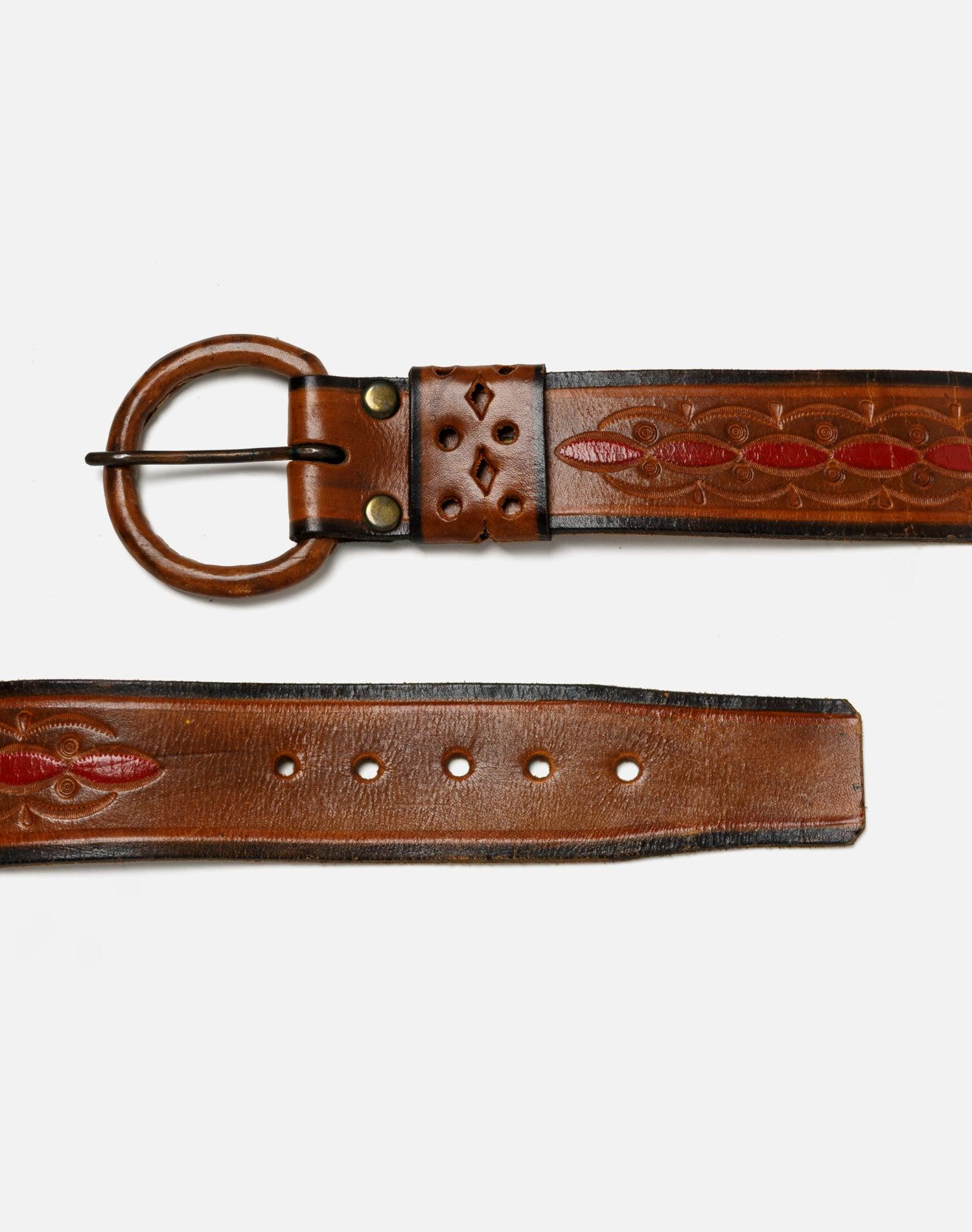70s Embossed Leather Belt - #39 Product Image