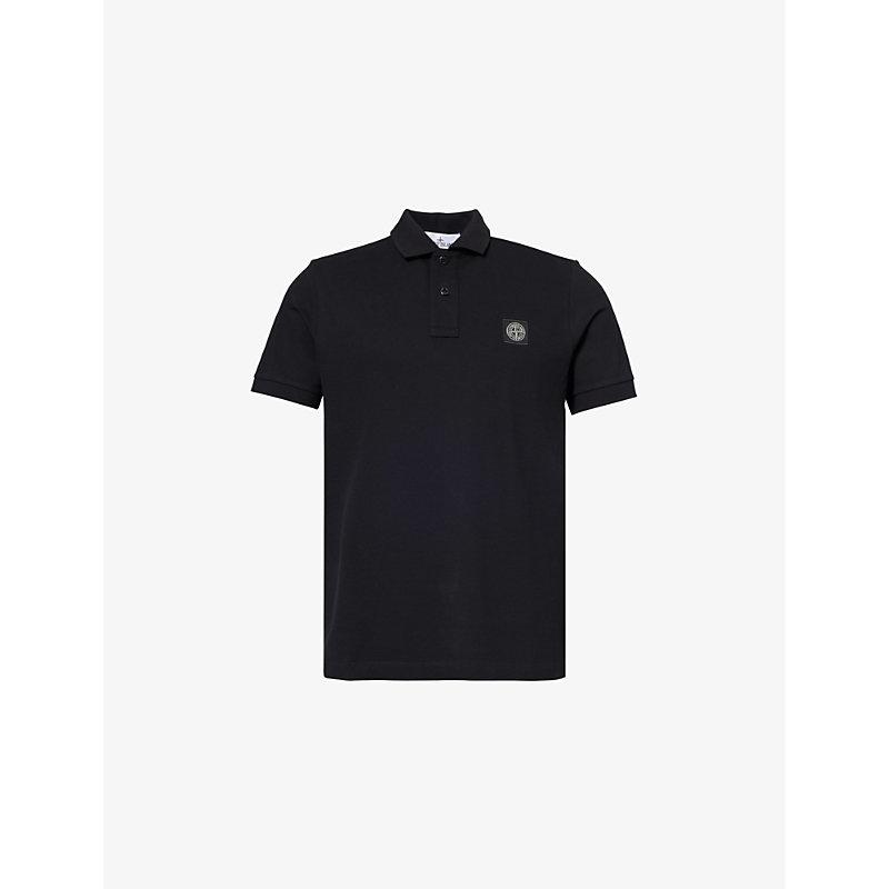 STONE ISLAND Mens Black Brand-patch Regular-fit Stretch-cotton Polo Shirt Xl Product Image