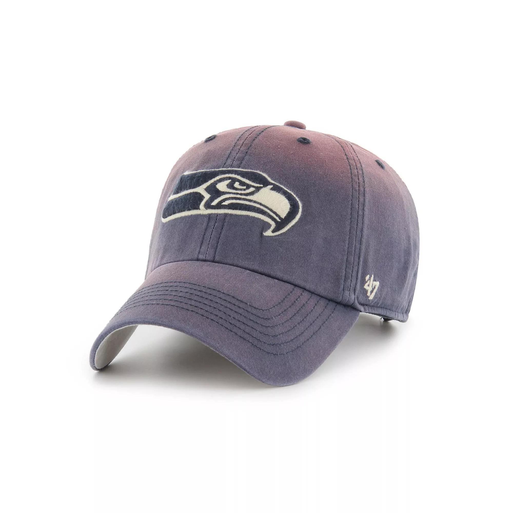 Men's '47  College Navy Seattle Seahawks Dusted Relaxed Clean Up Adjustable Hat, Team Product Image