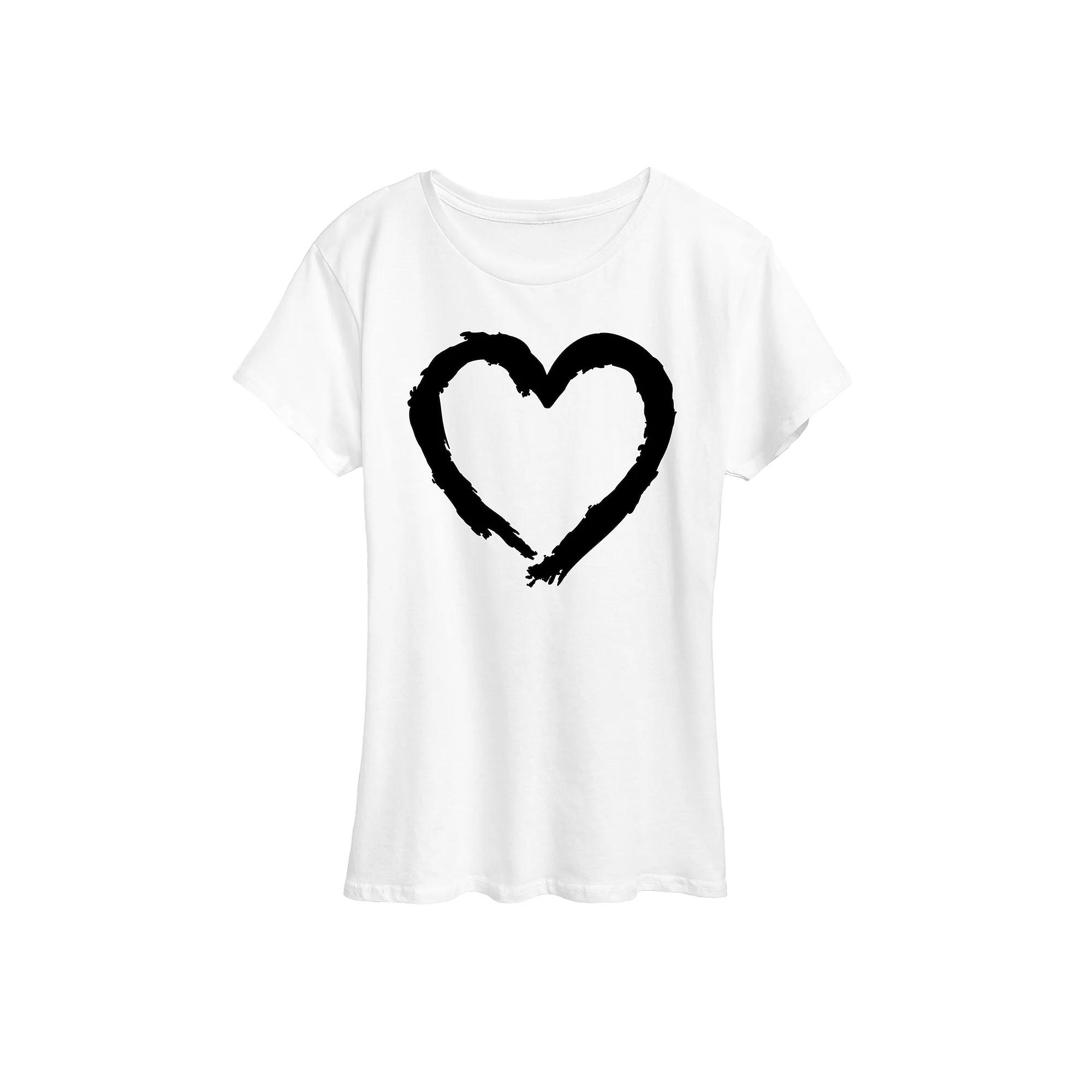 Women's Paintbrush Stroke Heart Graphic Tee,  Product Image
