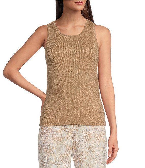 Lilly Pulitzer Elsi Ribbed Knit Metallic Scoop Neck Sweater Tank Product Image