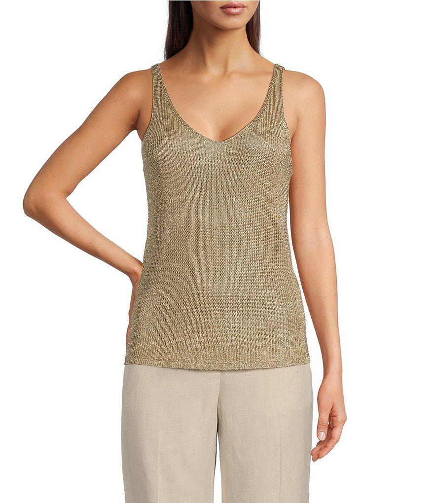 Donna Karan Sleeveless Metallic Knit Tank Product Image