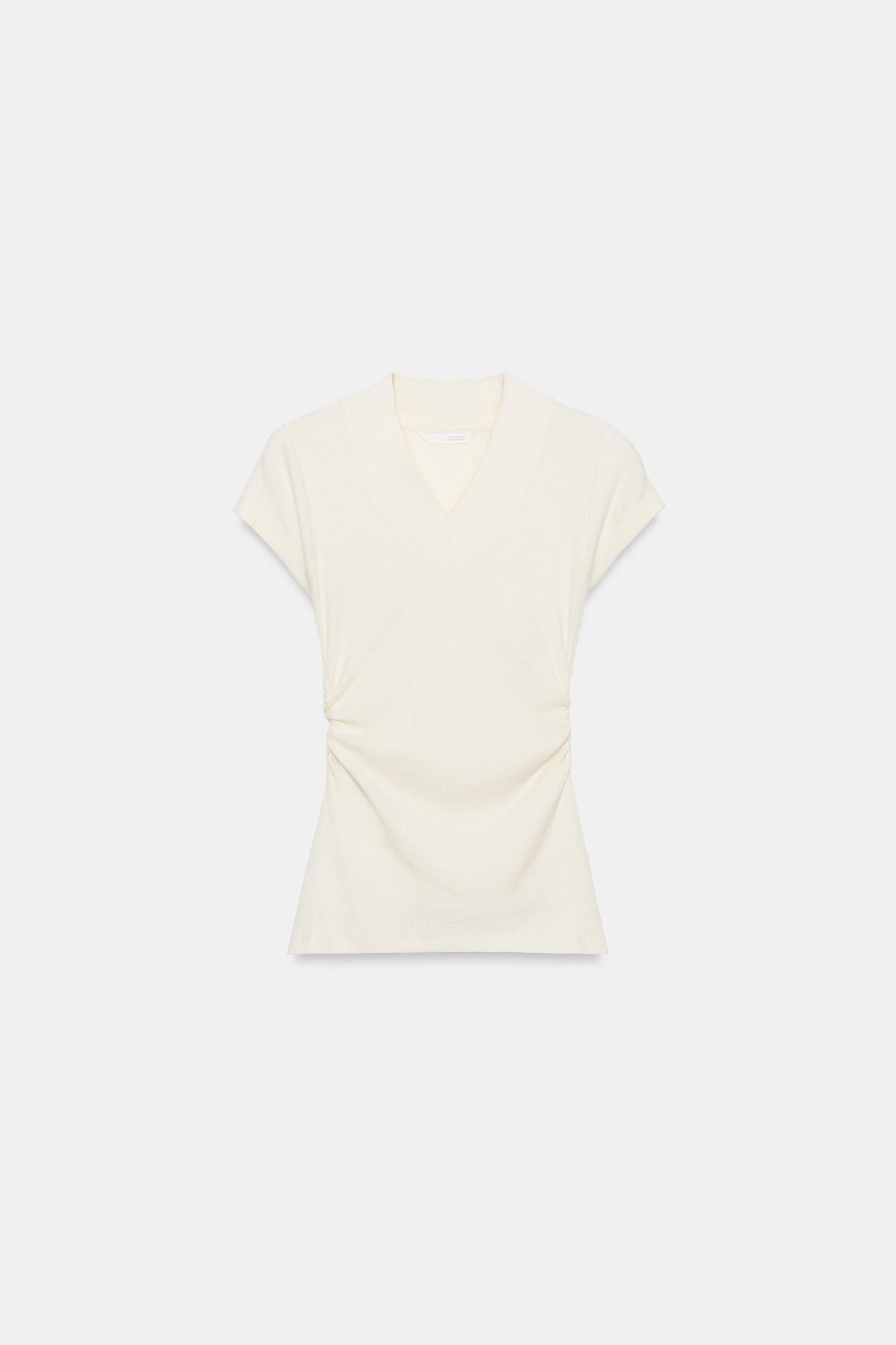 DRAPED LINEN BLEND T-SHIRT Product Image