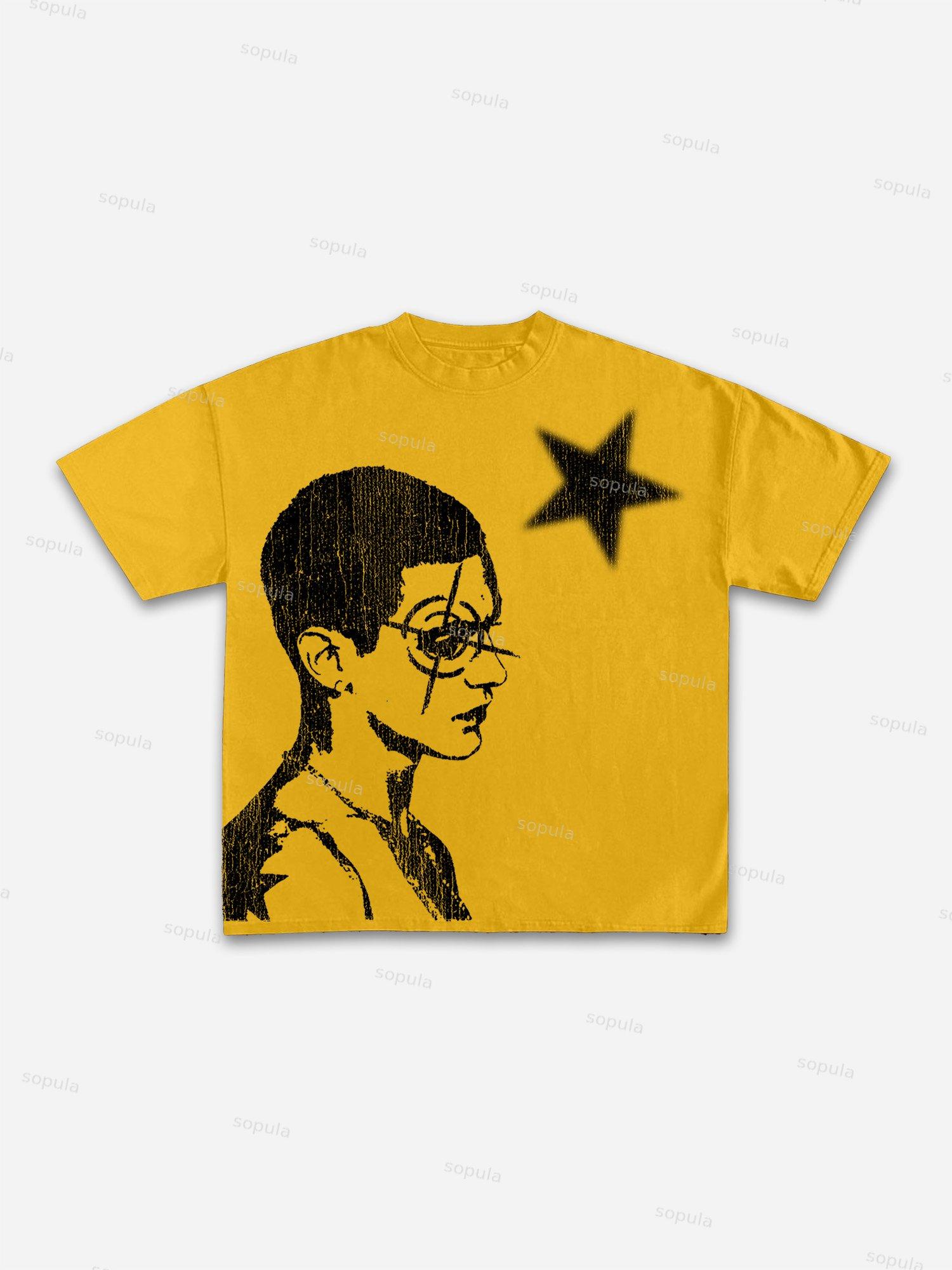 Abstract Street Portrait Print Cotton T-shirt Product Image