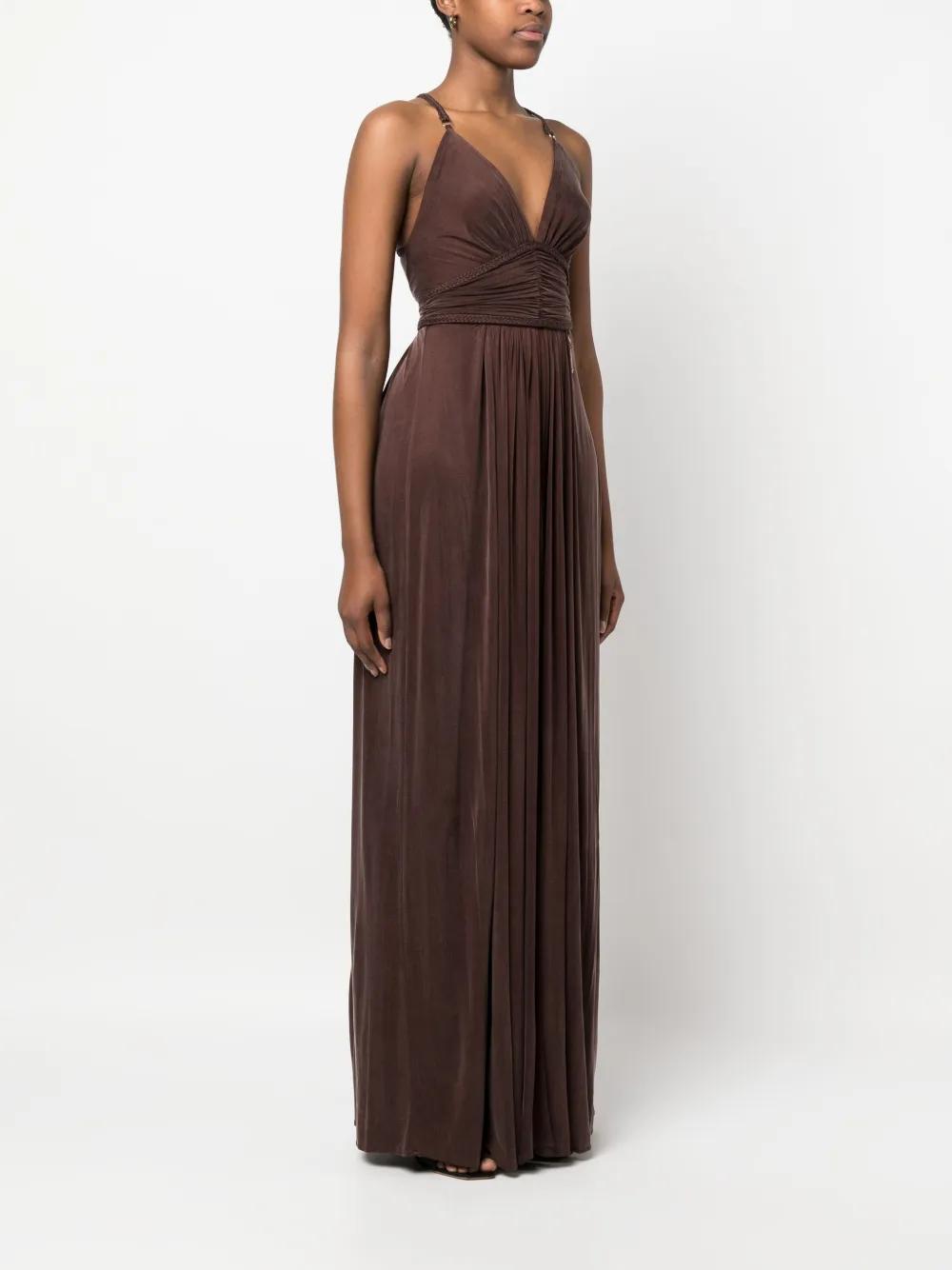 V-neck pleated gown Product Image