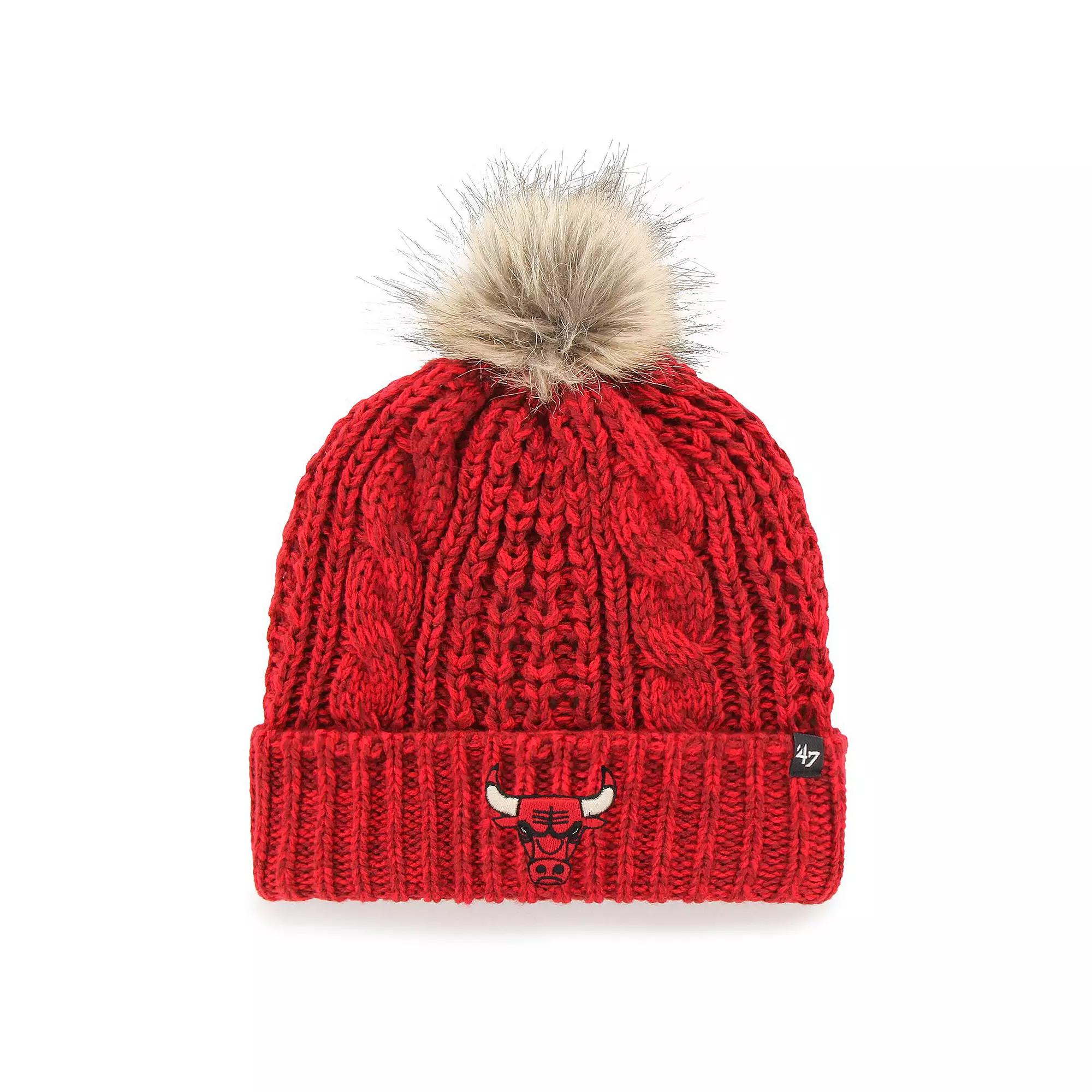 Women's '47 Red Chicago Bulls Meeko Cuffed Knit Hat with Pom Product Image