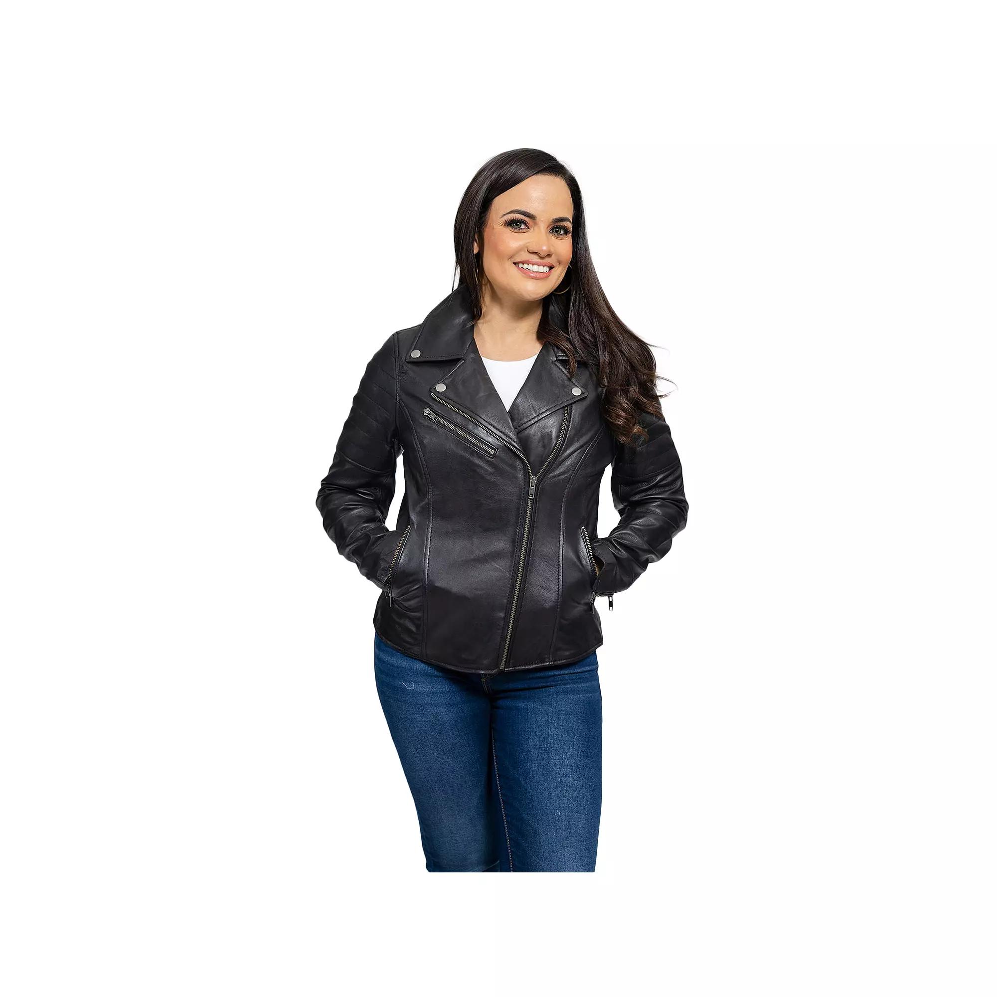 Women's Whet Blu Asymmetrical Moto Leather Jacket,  Product Image