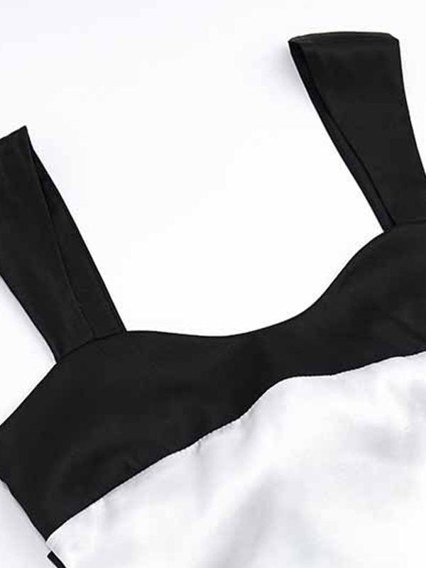 Tie Back Patchwork Satin Tank Top Product Image